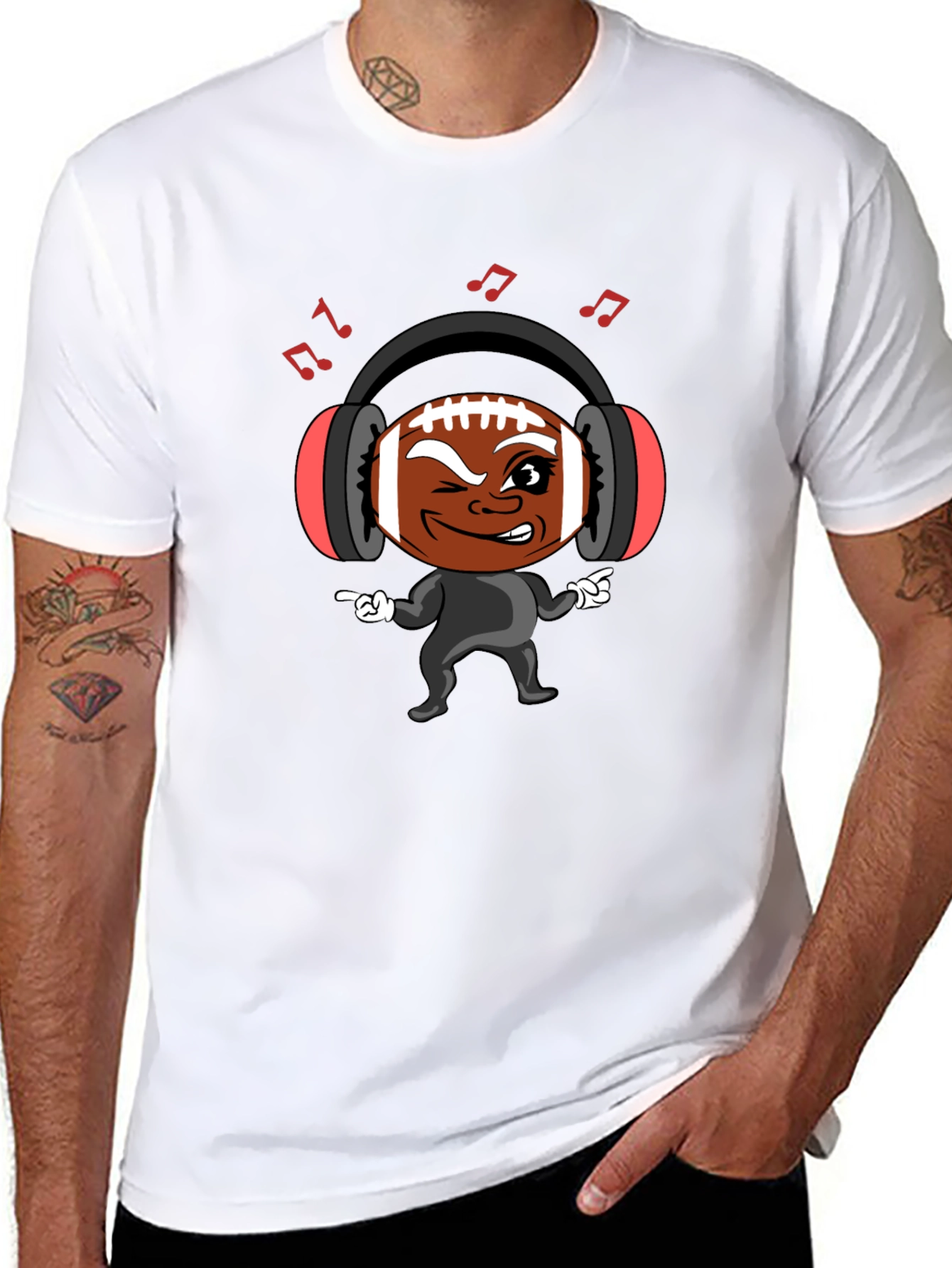 Cool Football Character Black T-Shirt