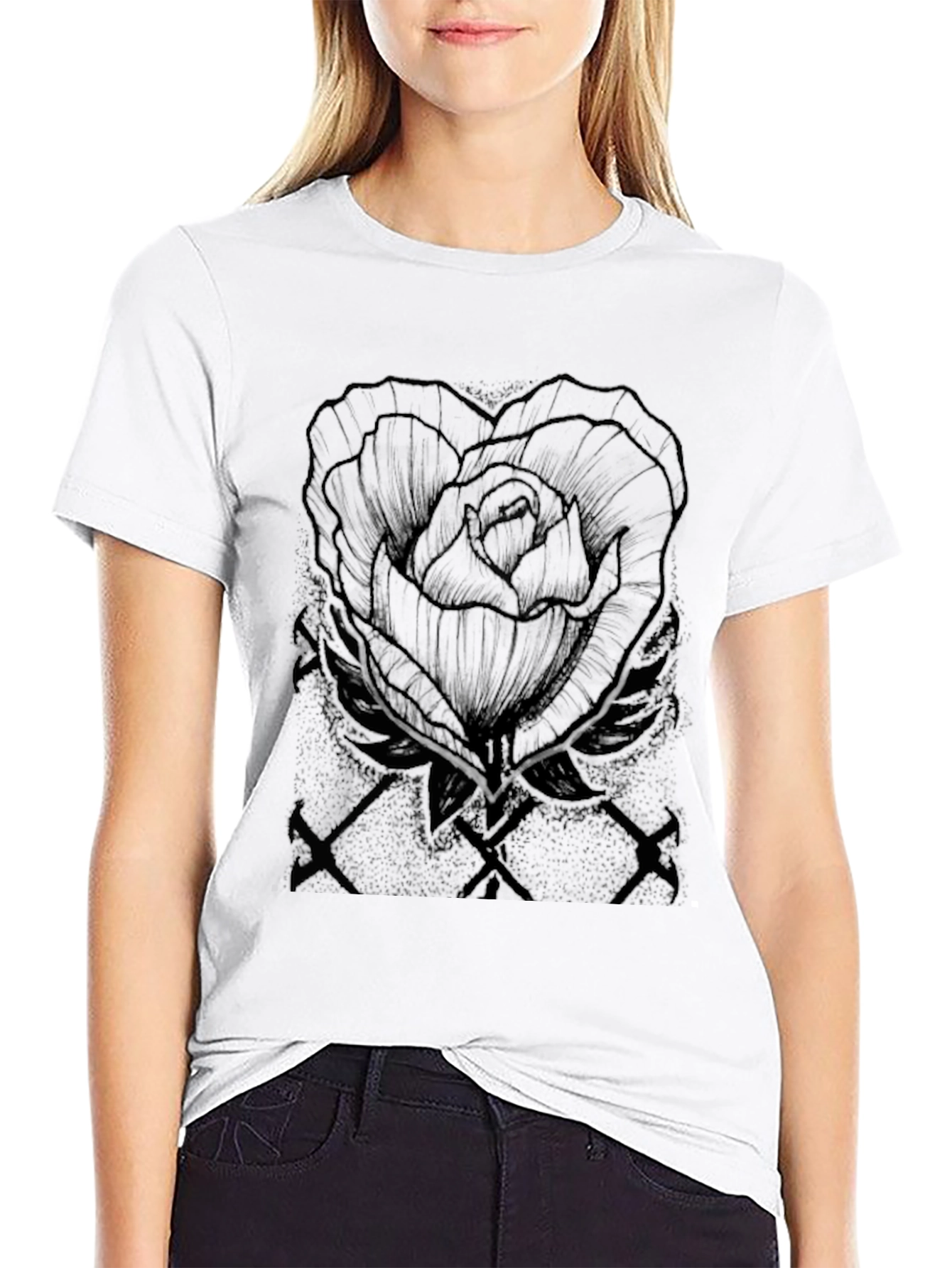 Black Rose Graphic Tee - Mens Casual T-Shirt