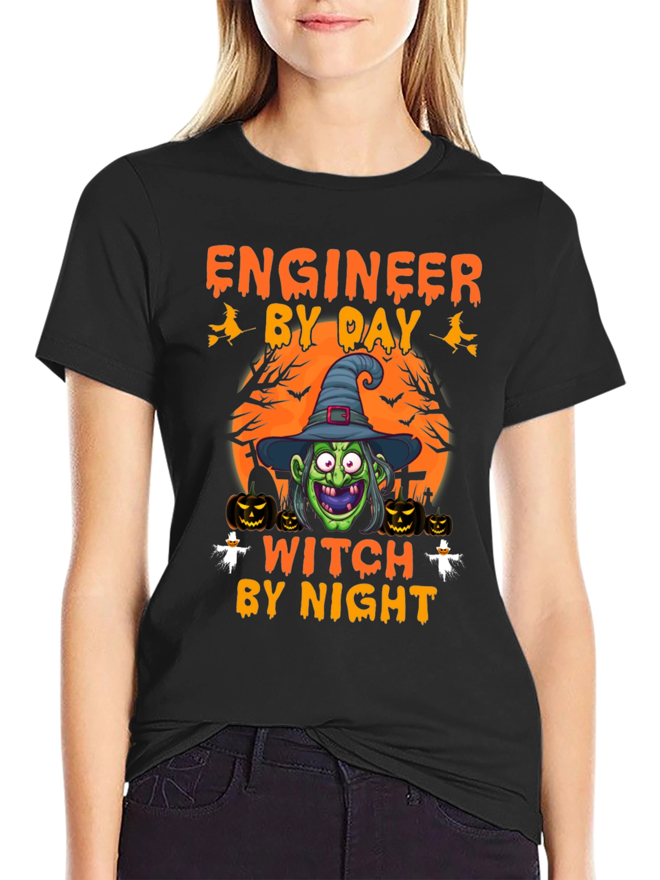 Engineer By Day Witch By Night Halloween T-Shirt