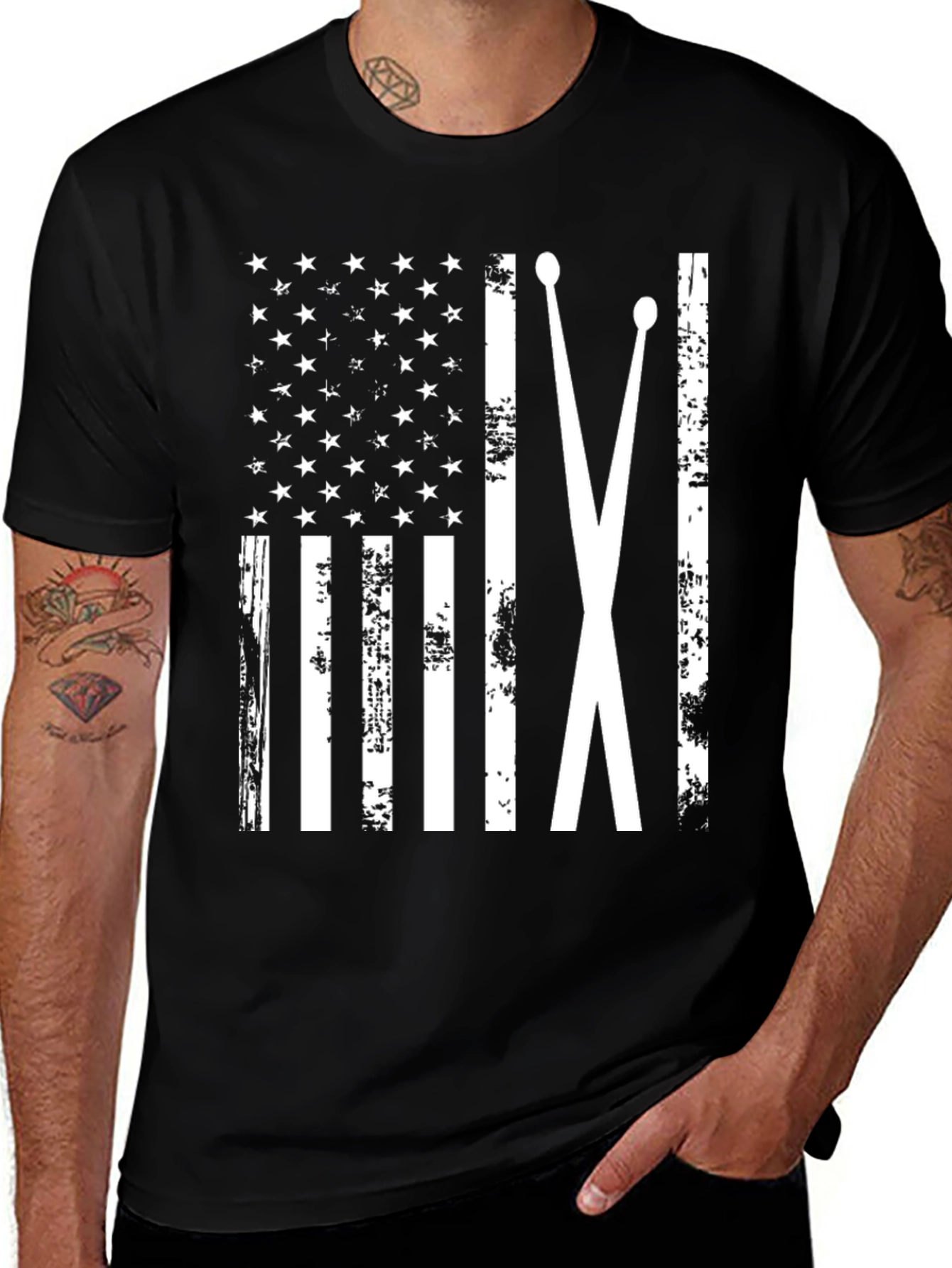 Drummer American Flag Graphic Tee