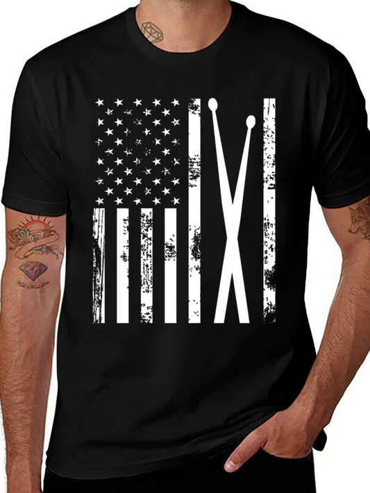 Drummer American Flag Graphic Tee