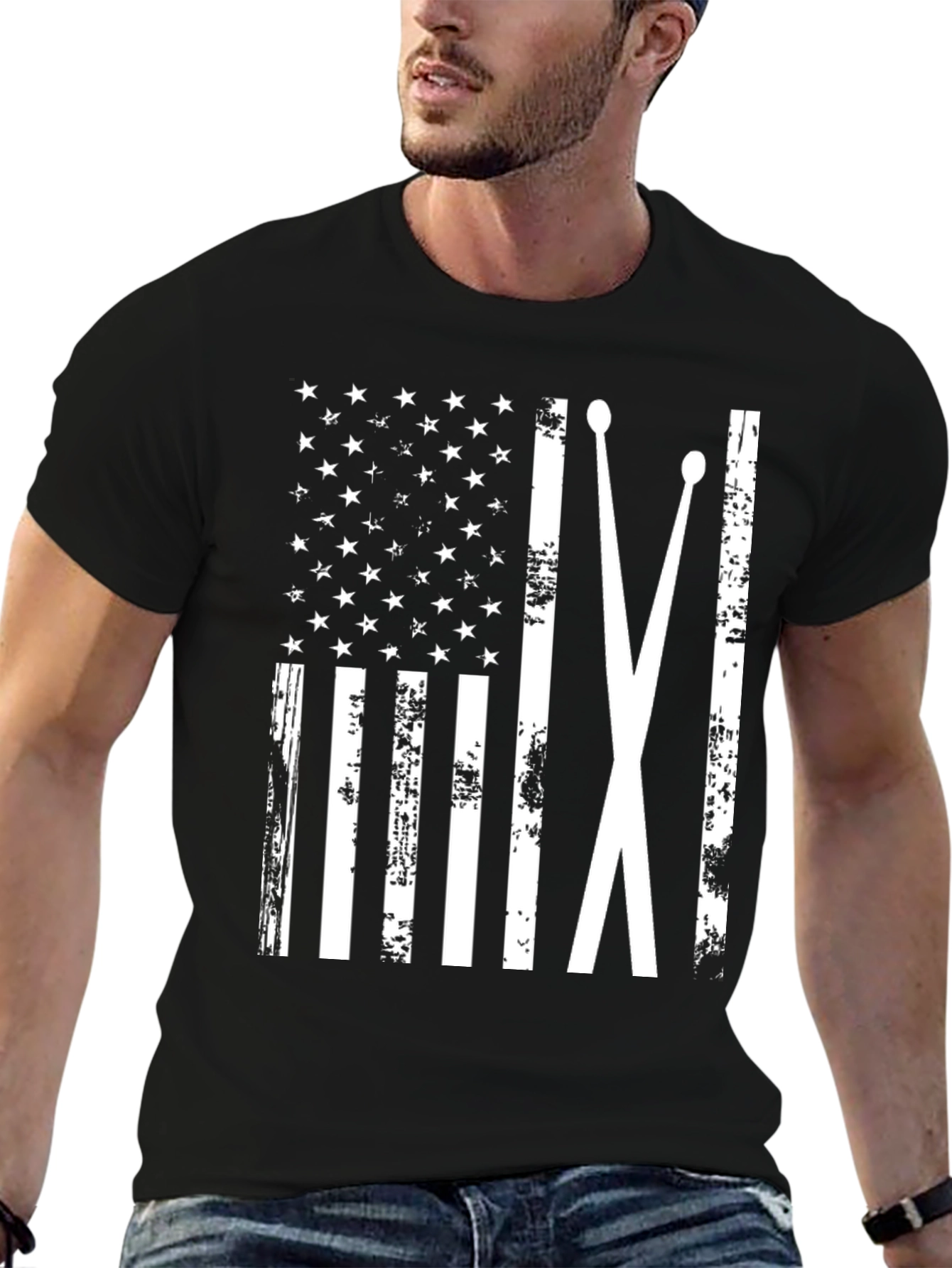 Drummer American Flag Graphic Tee