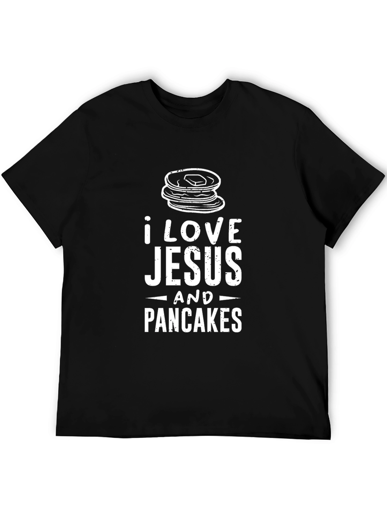I Love Jesus and Pancakes Black Graphic T-Shirt