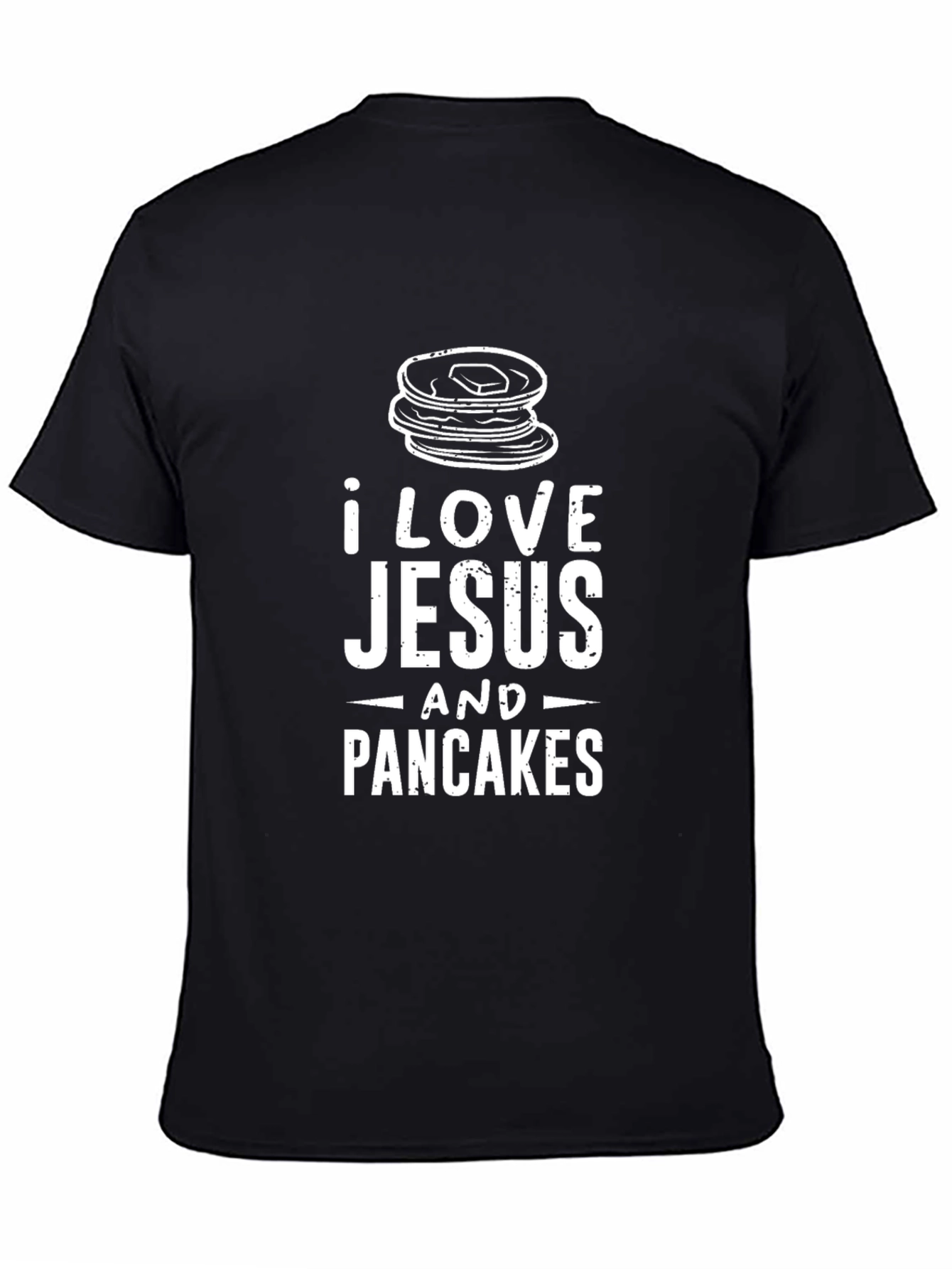 I Love Jesus and Pancakes Black Graphic T-Shirt