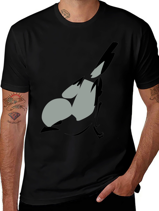 Stylized Graphic Tee - Mens Black Short Sleeve T-Shirt