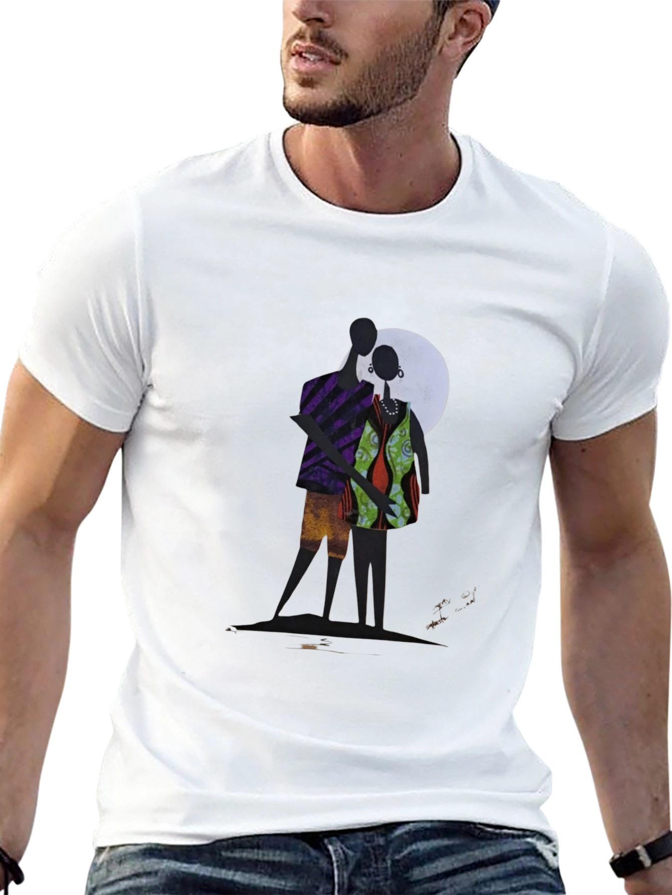 Abstract Couple Graphic Print Tee