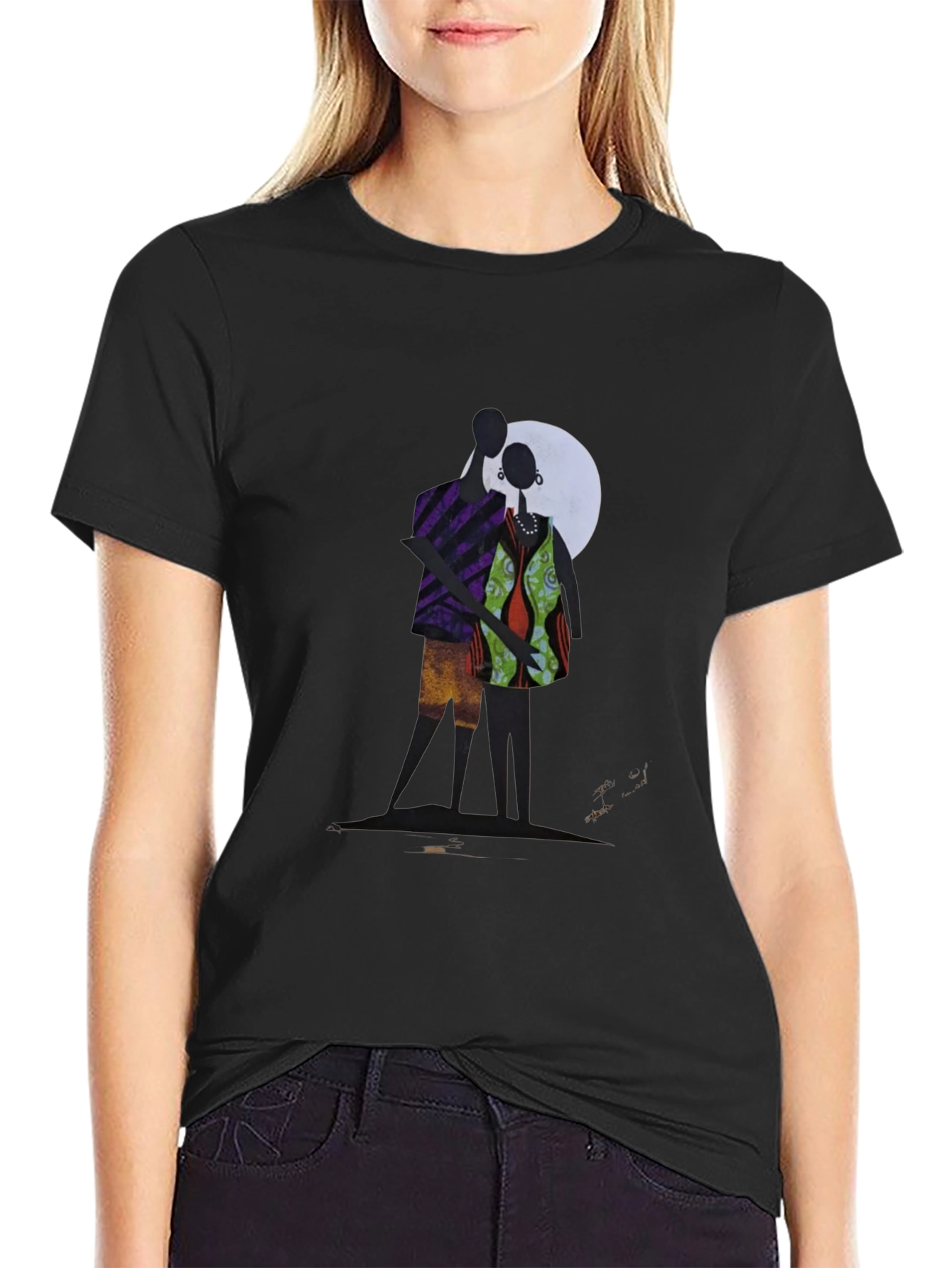Abstract Couple Graphic Print Tee