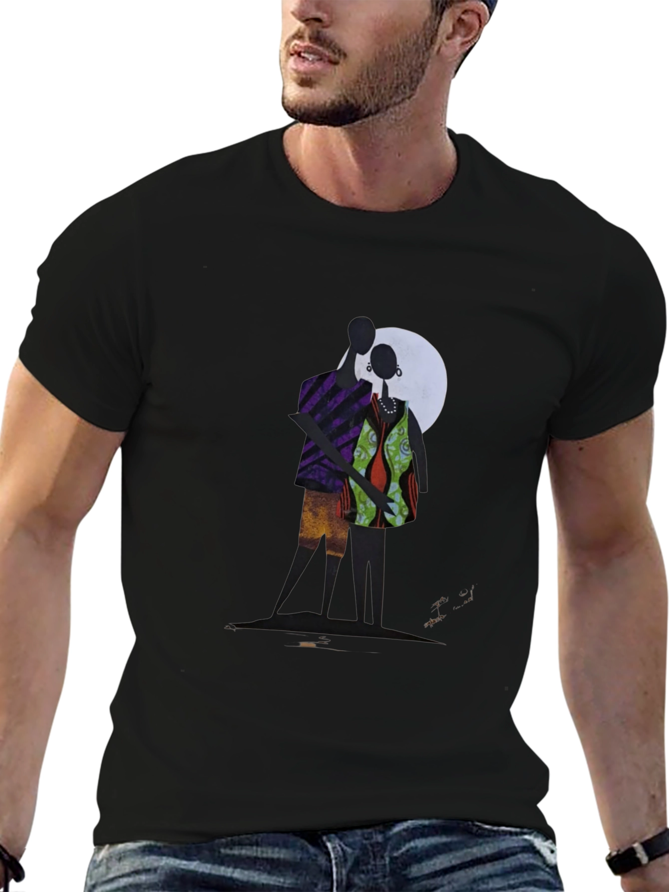 Abstract Couple Graphic Print Tee