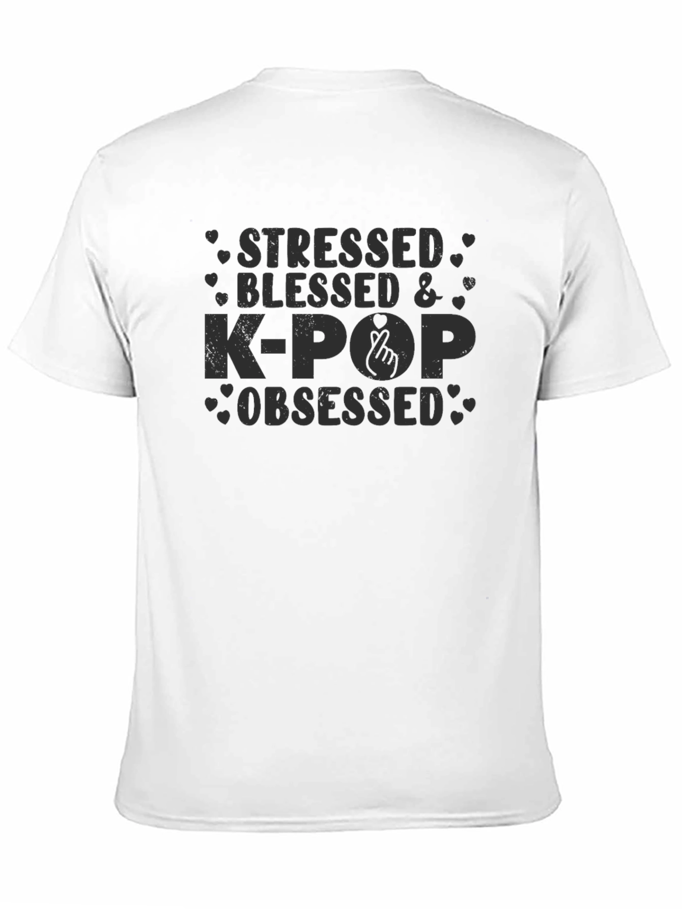 Stressed Blessed & K-Pop Obsessed Black T-Shirt