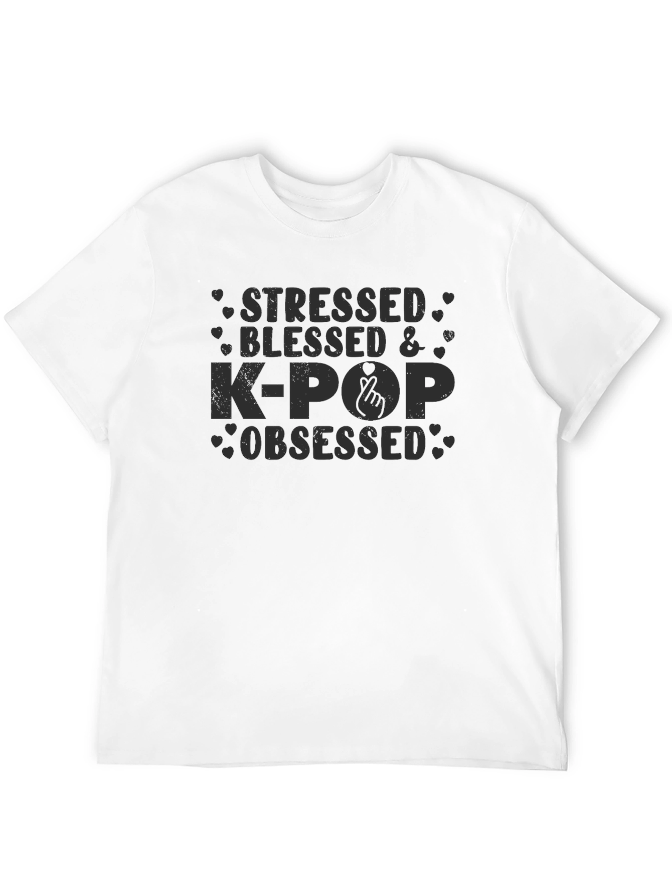 Stressed Blessed & K-Pop Obsessed Black T-Shirt