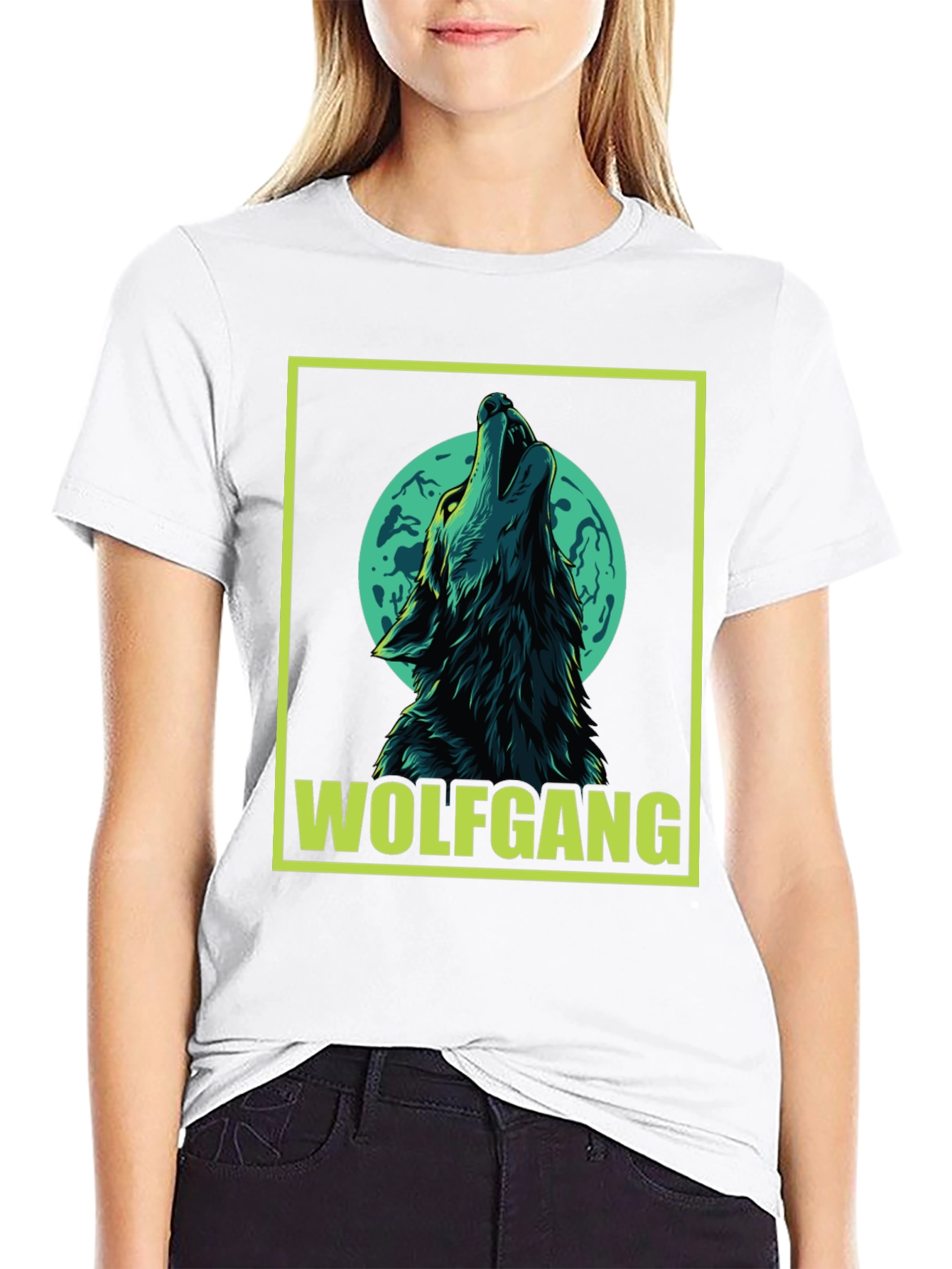Wolfgang Wolf Howling at Moon Graphic Tee