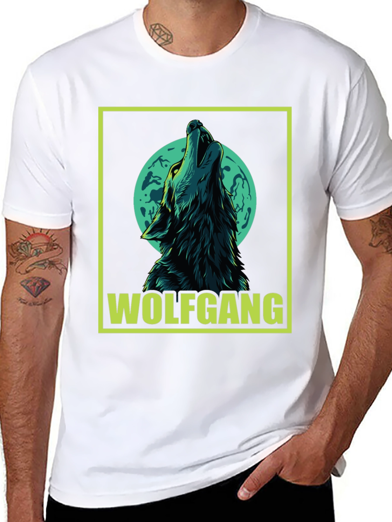 Wolfgang Wolf Howling at Moon Graphic Tee