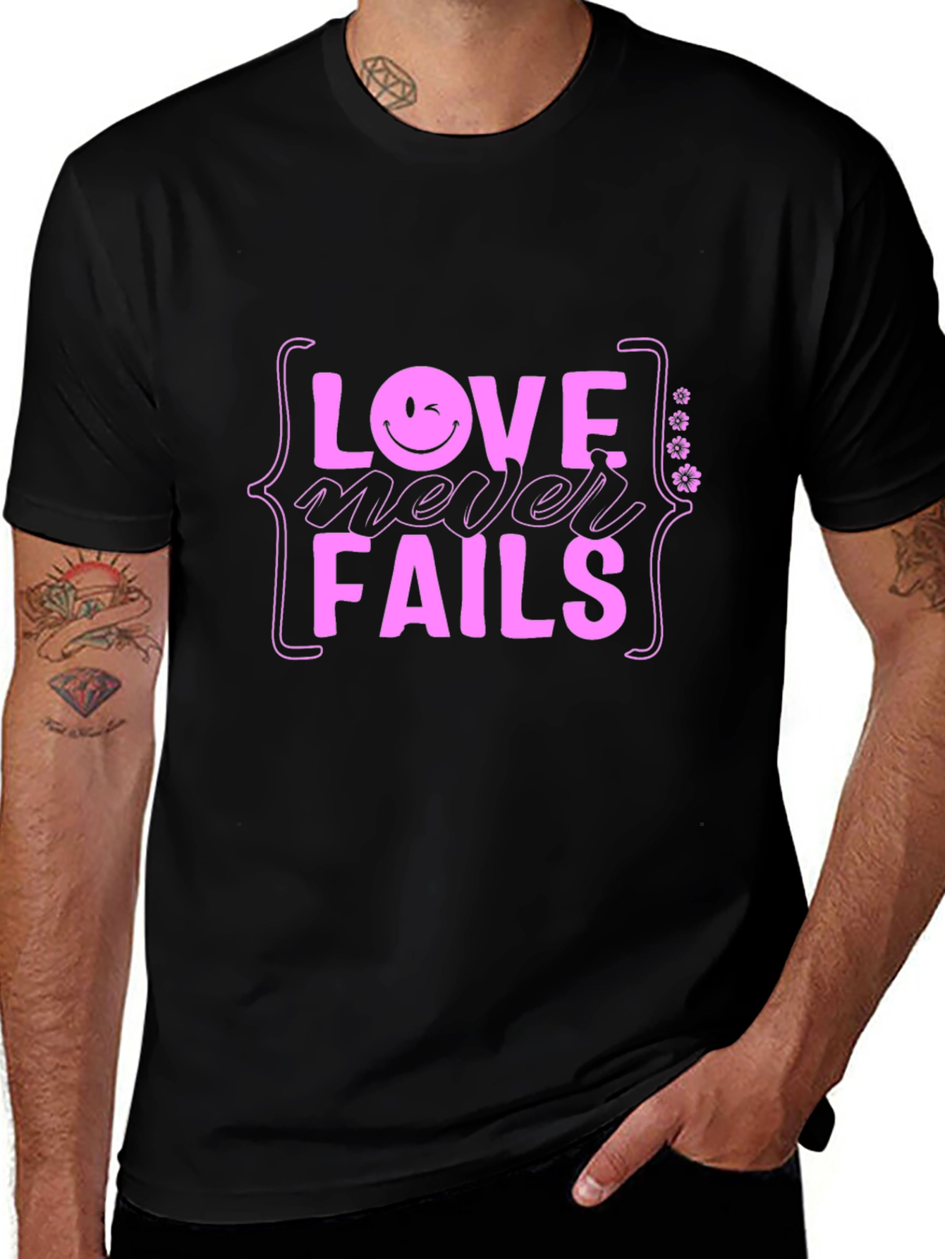 Love Never Fails Black T-Shirt