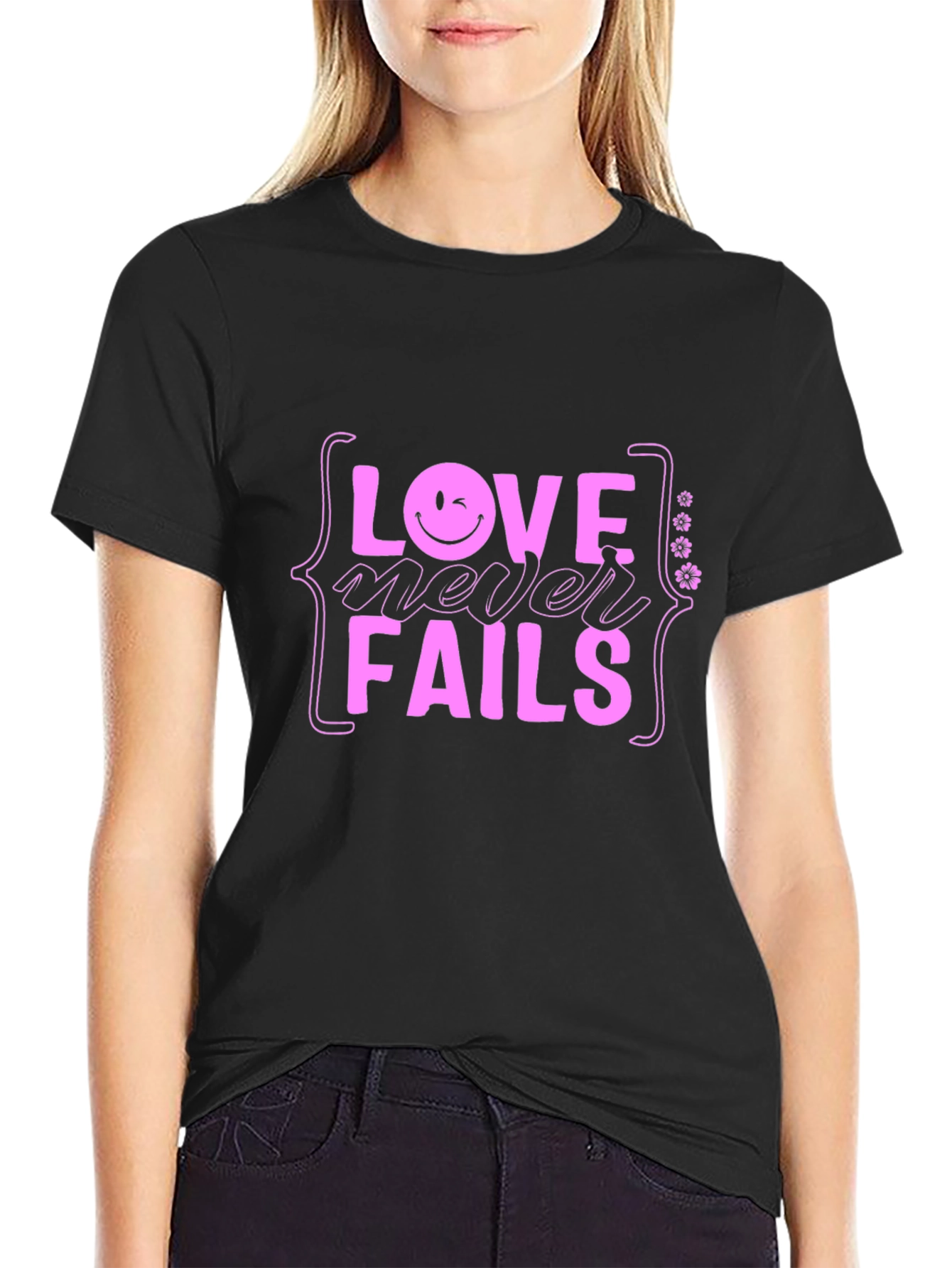 Love Never Fails Black T-Shirt