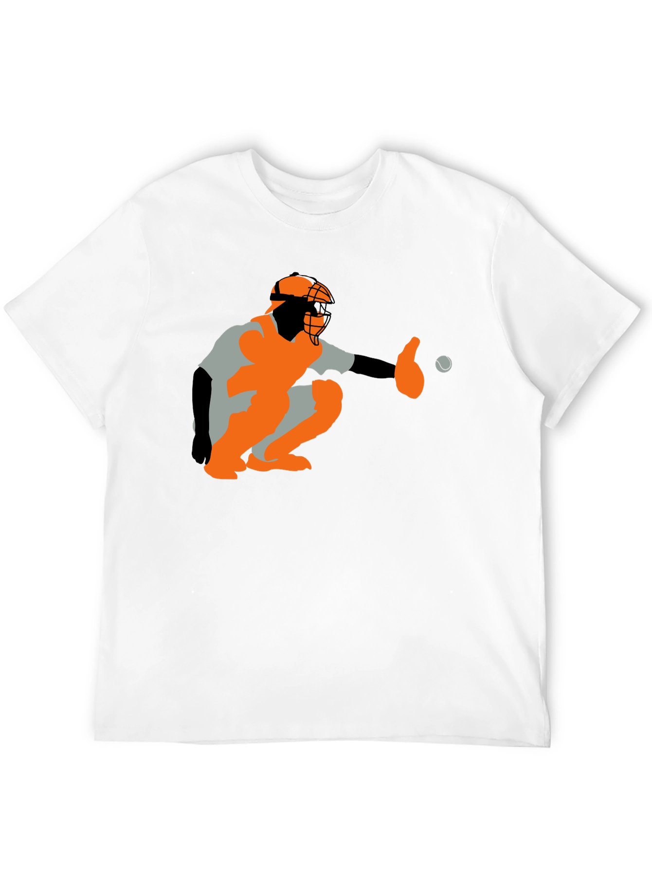 Baseball Catcher Graphic Tee - Black