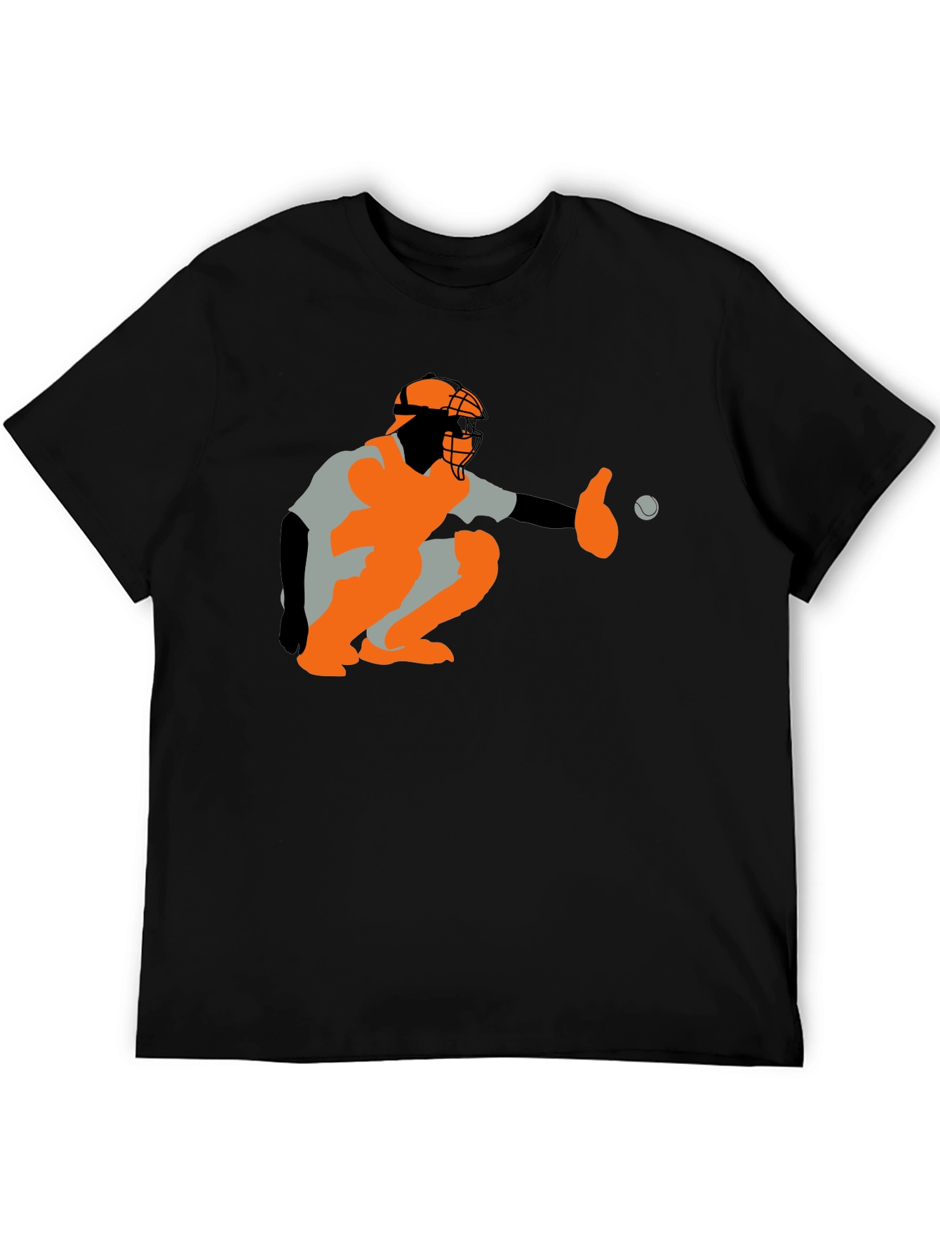 Baseball Catcher Graphic Tee - Black