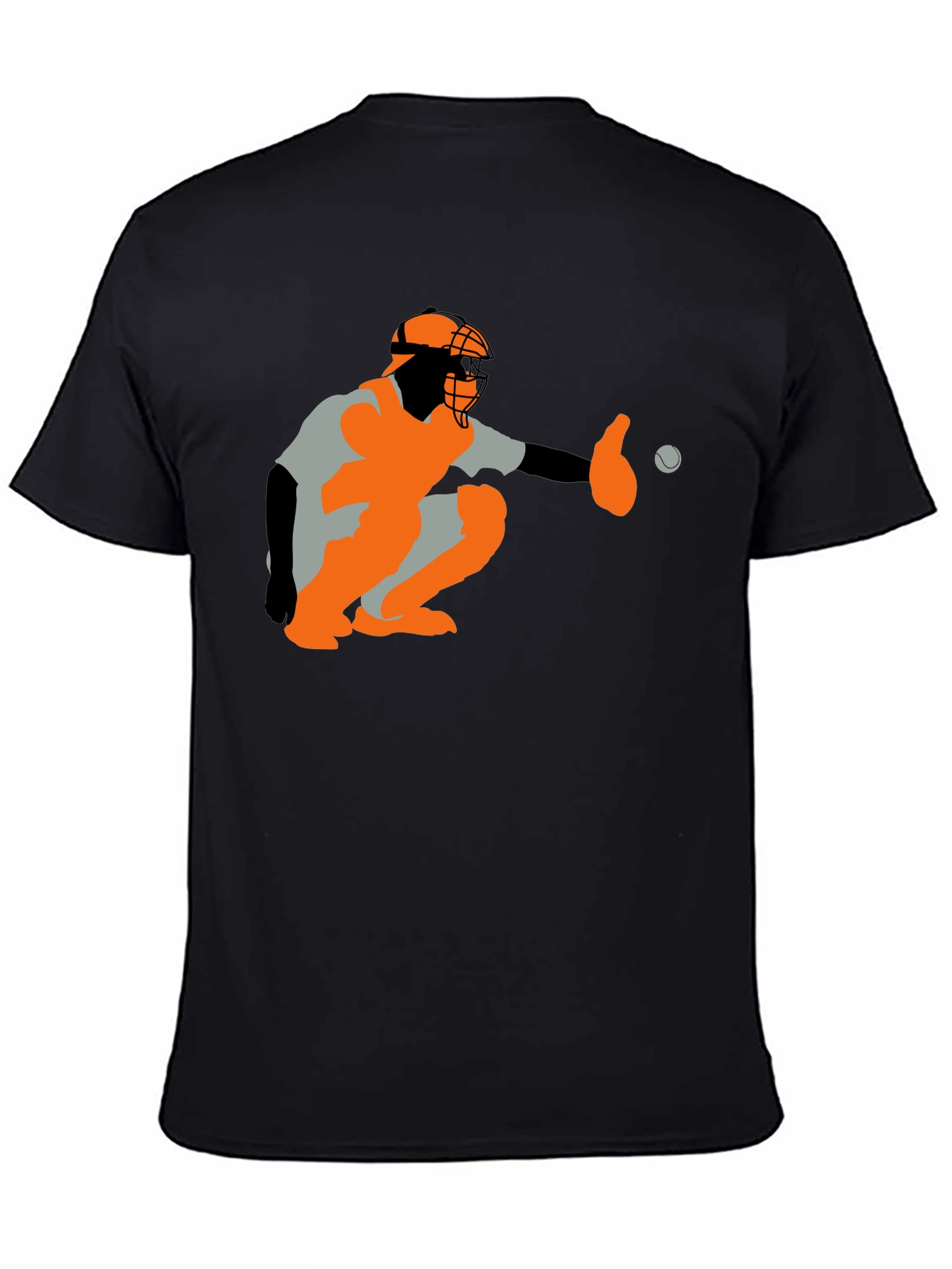 Baseball Catcher Graphic Tee - Black