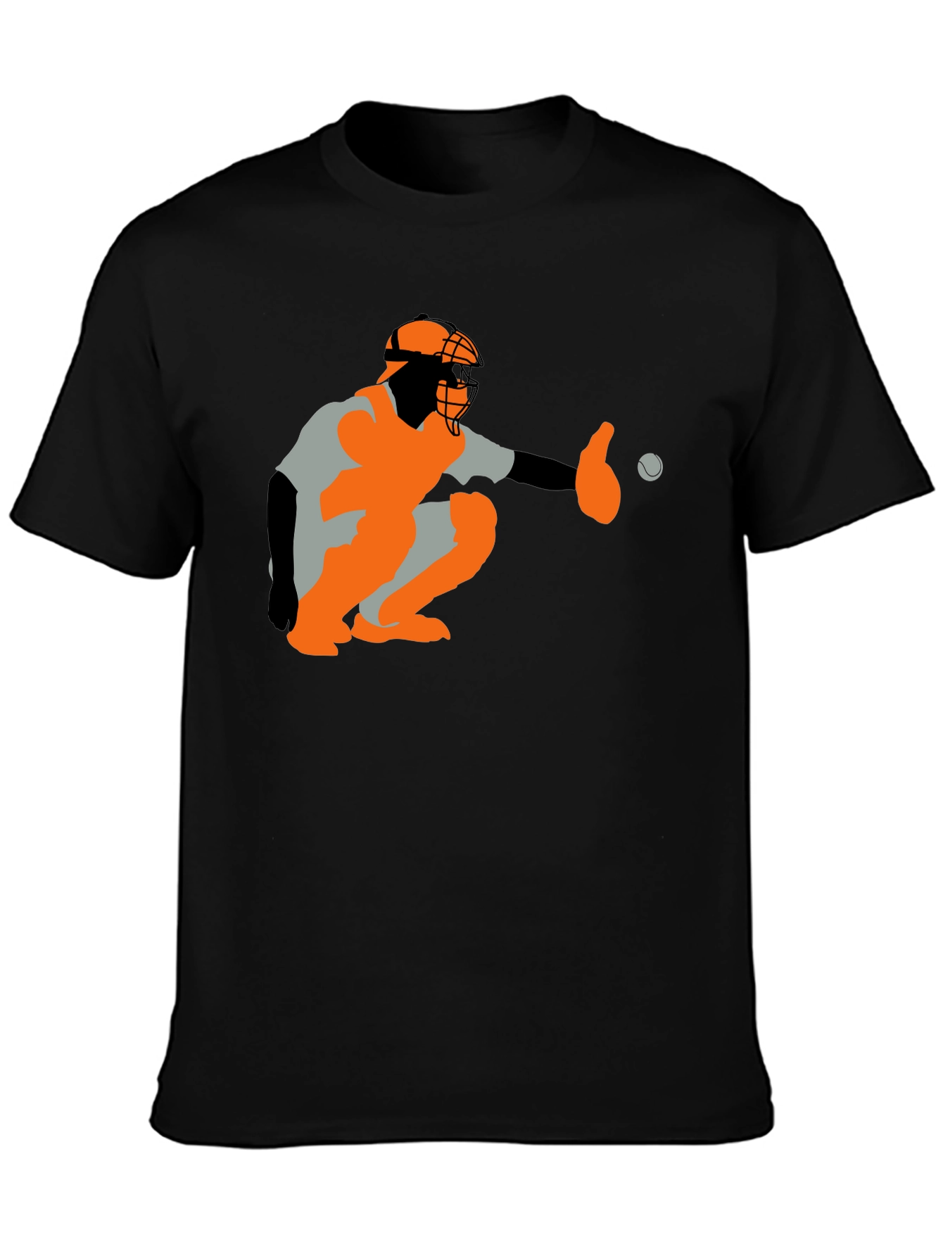 Baseball Catcher Graphic Tee - Black