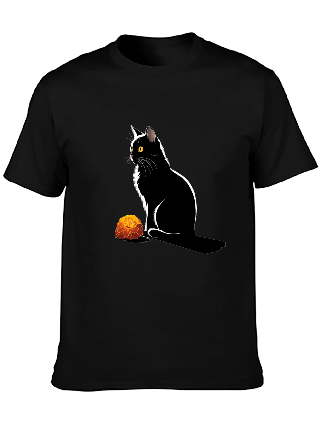 Black Cat & Marigold Graphic Tee