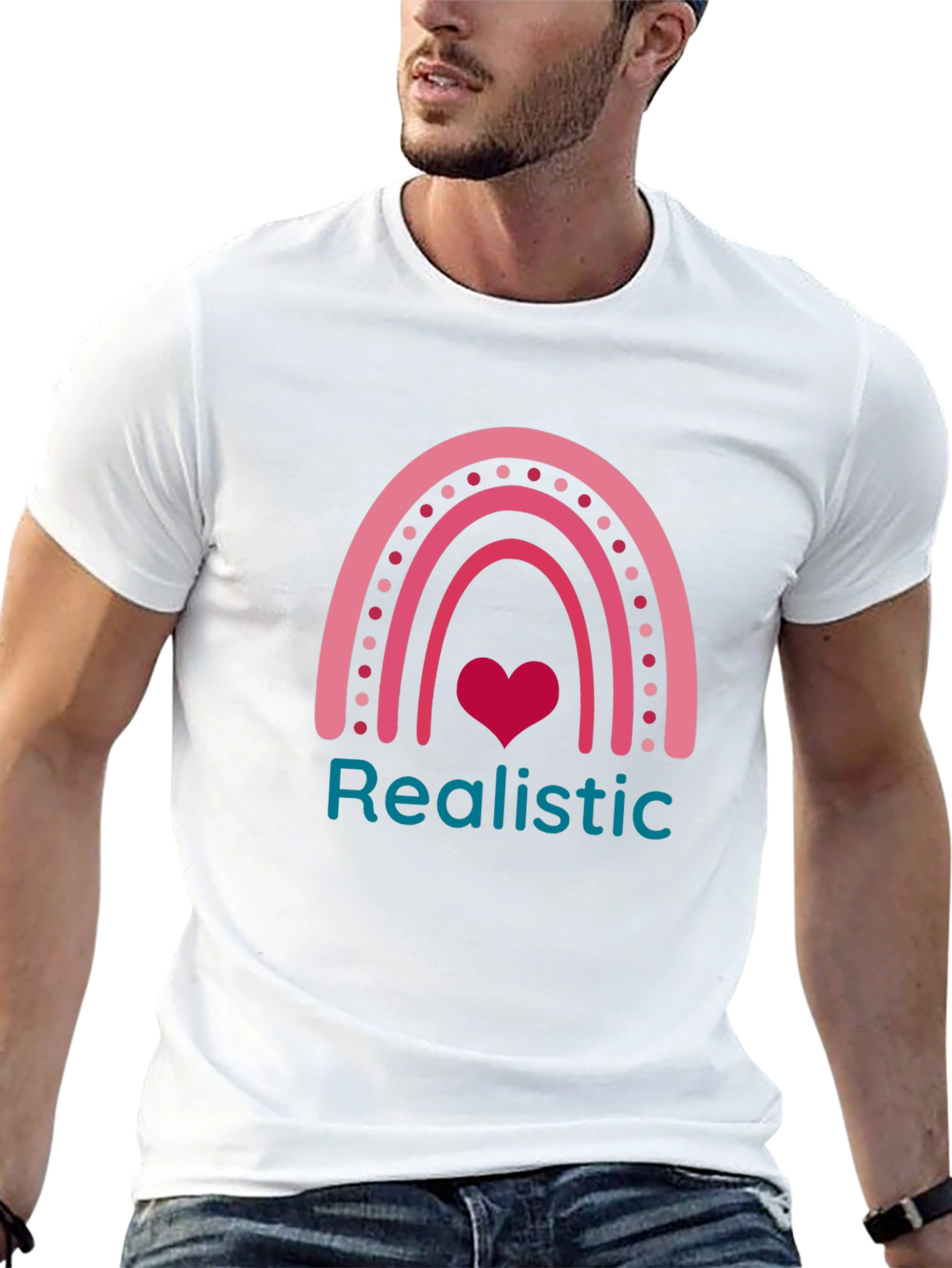 Realistic Heart Rainbow Graphic Tee