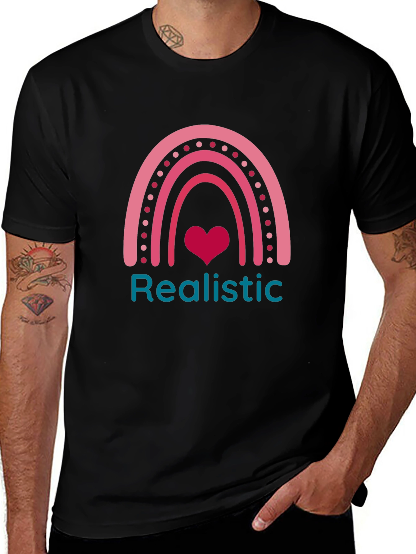 Realistic Heart Rainbow Graphic Tee