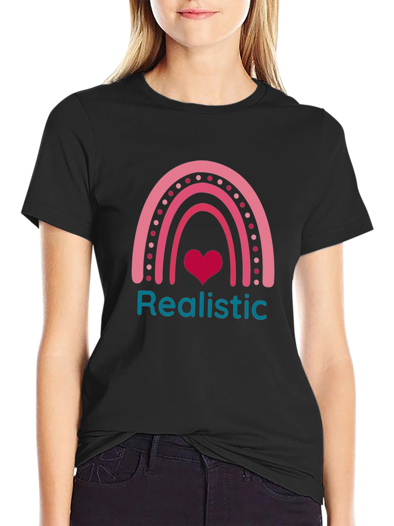 Realistic Heart Rainbow Graphic Tee