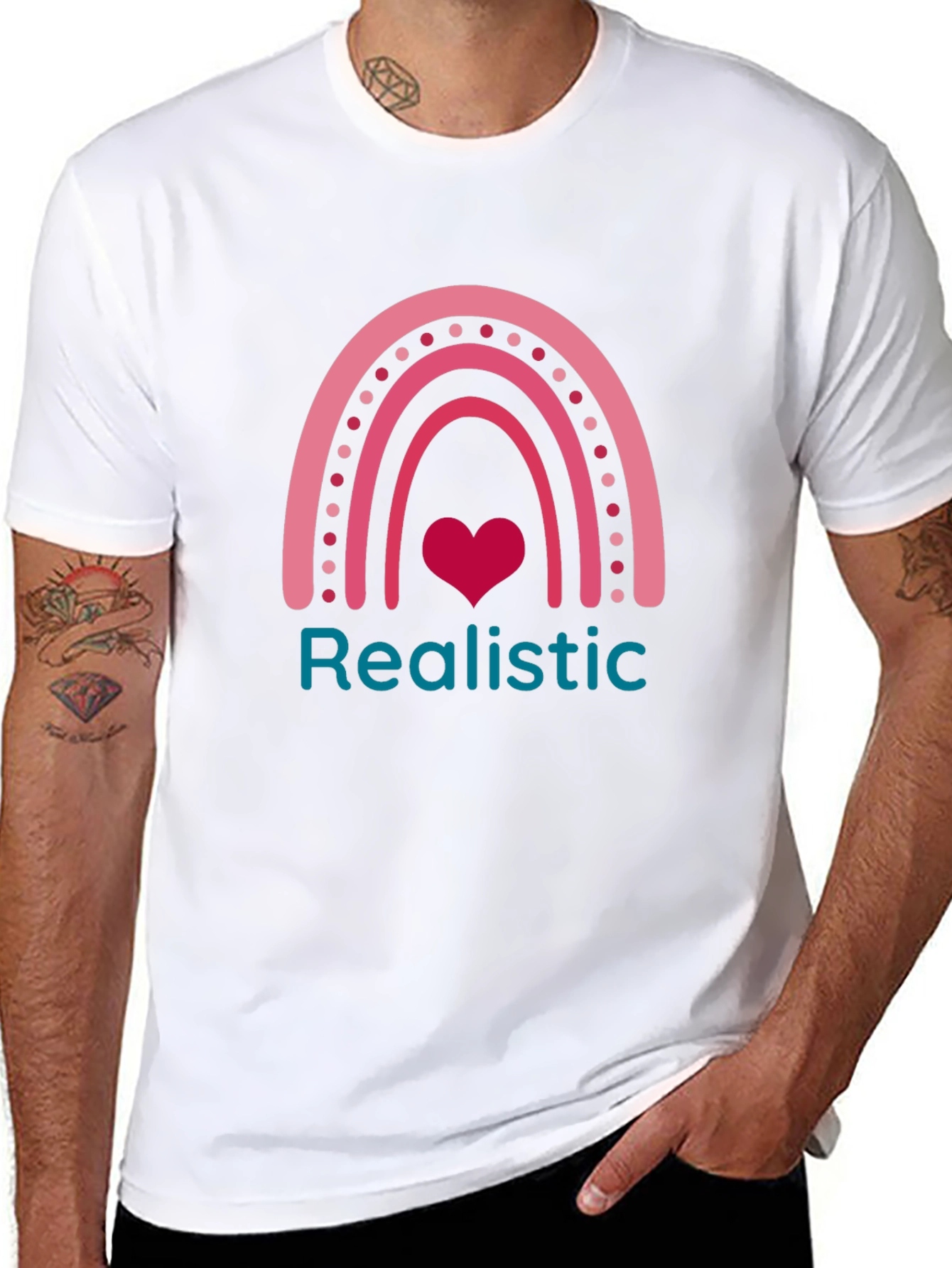 Realistic Heart Rainbow Graphic Tee
