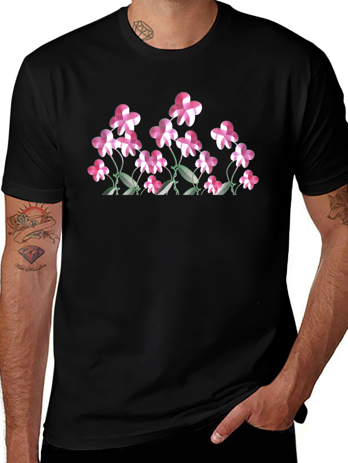 Floral Print Black T-Shirt