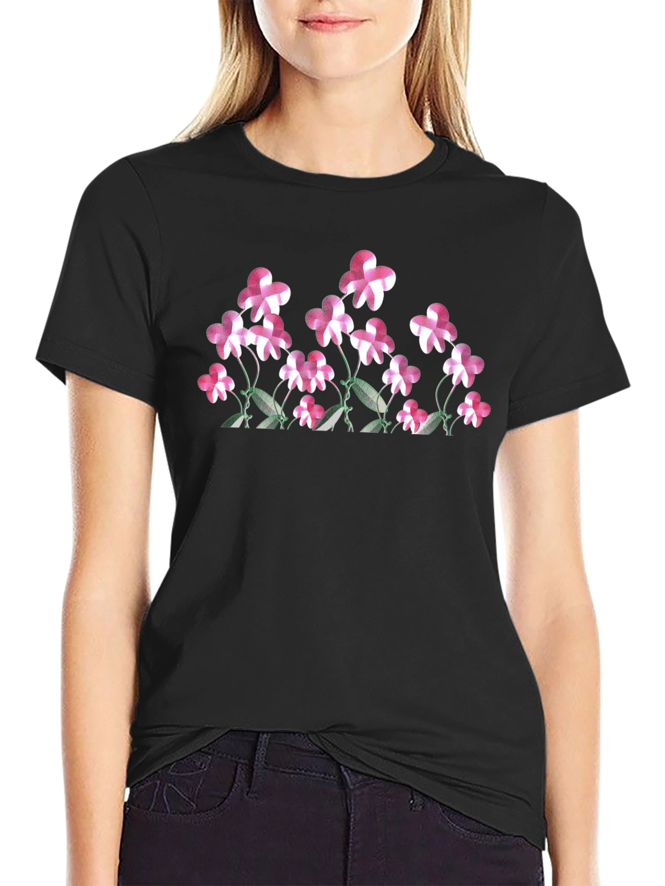Floral Print Black T-Shirt