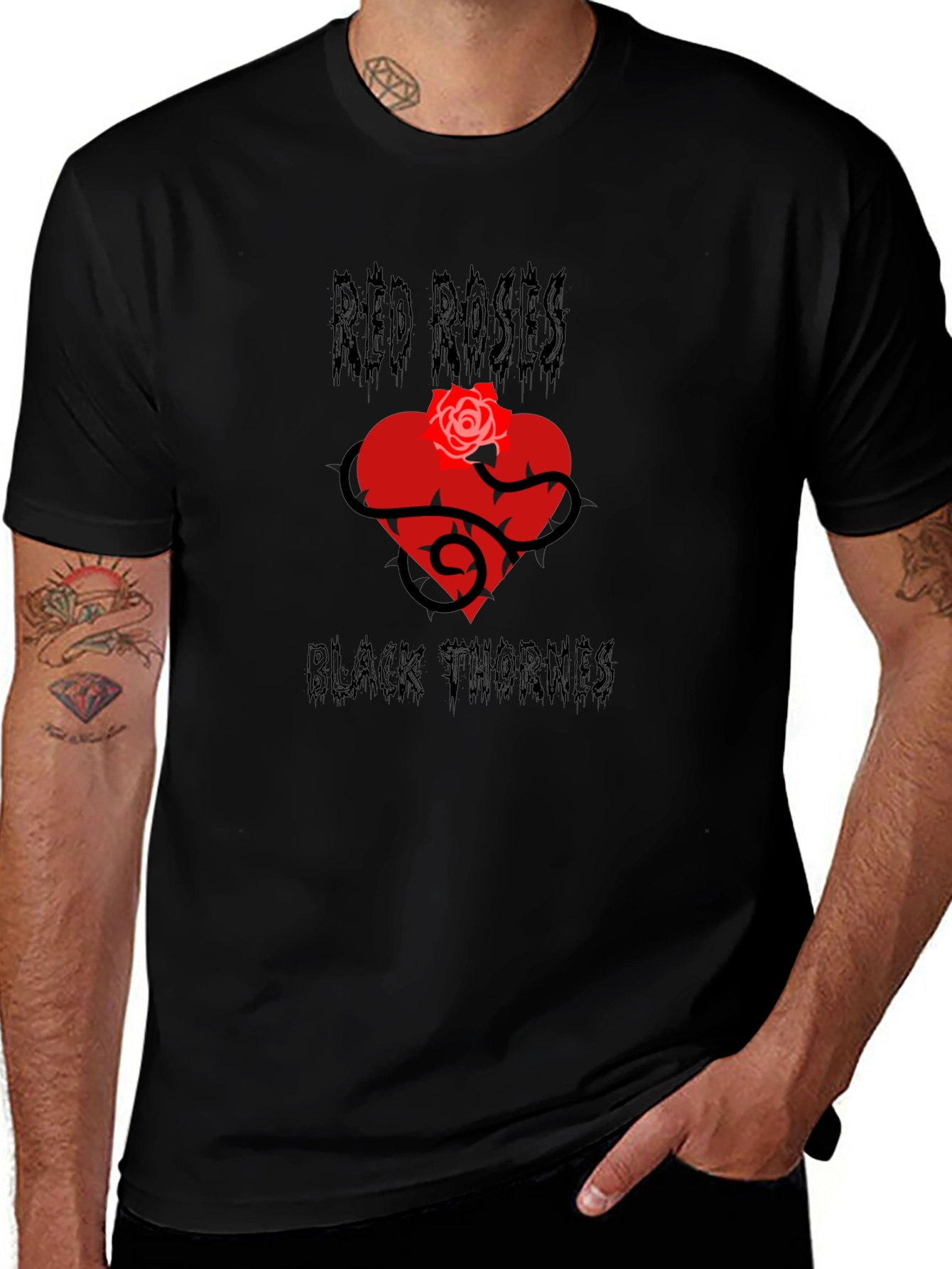 Red Roses Black Thornes Graphic T-Shirt