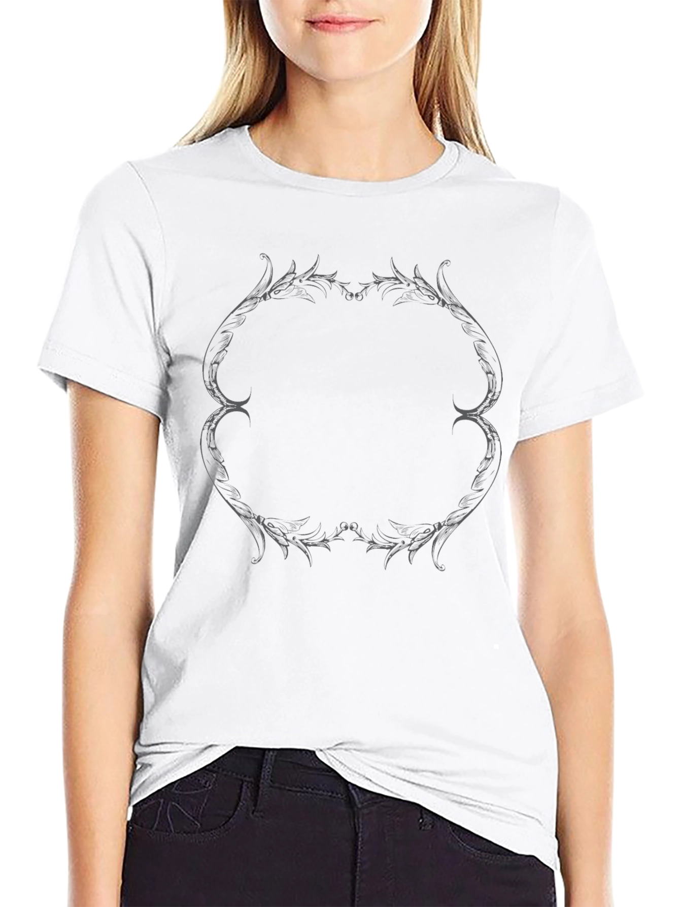 Mens Black T-Shirt with Ornate Tribal Design
