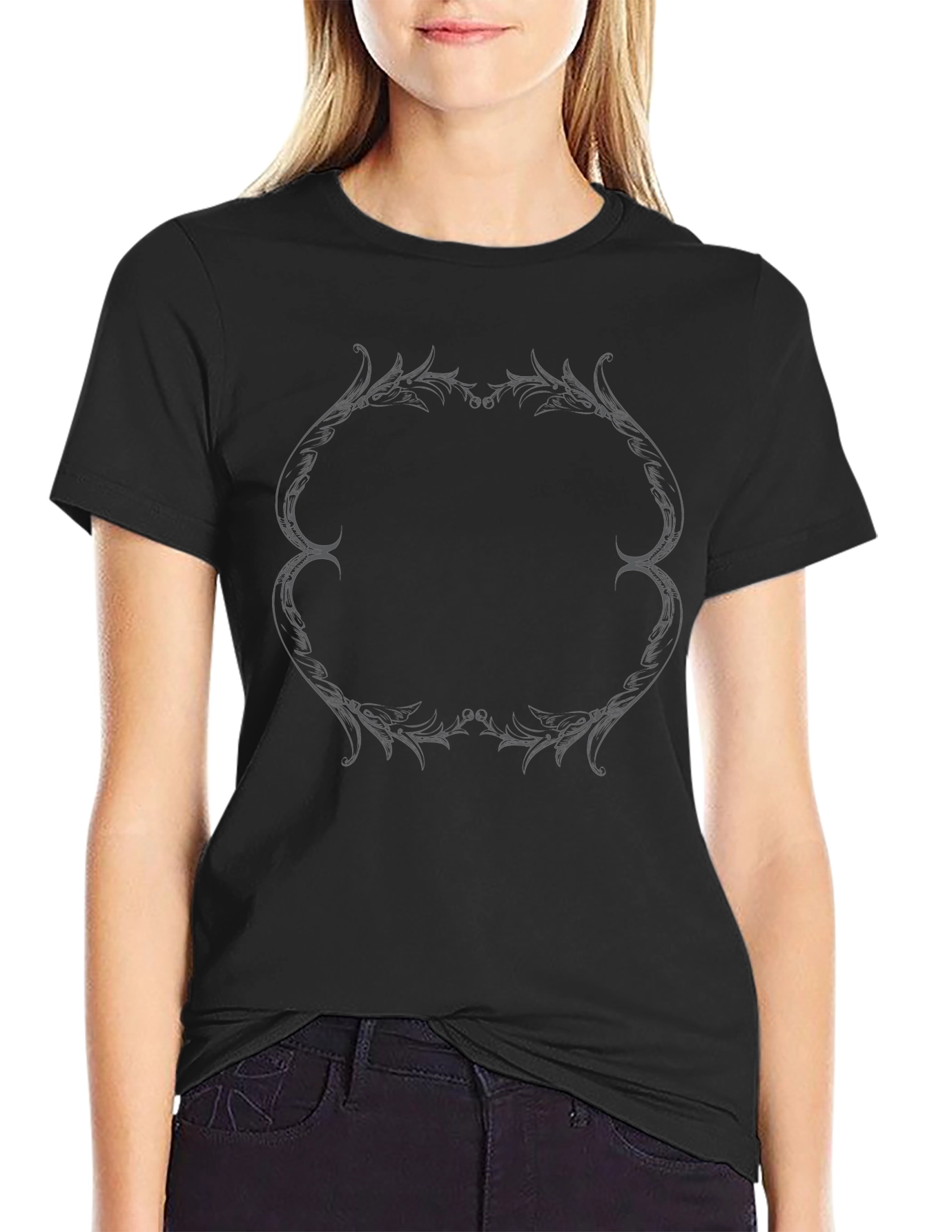 Mens Black T-Shirt with Ornate Tribal Design