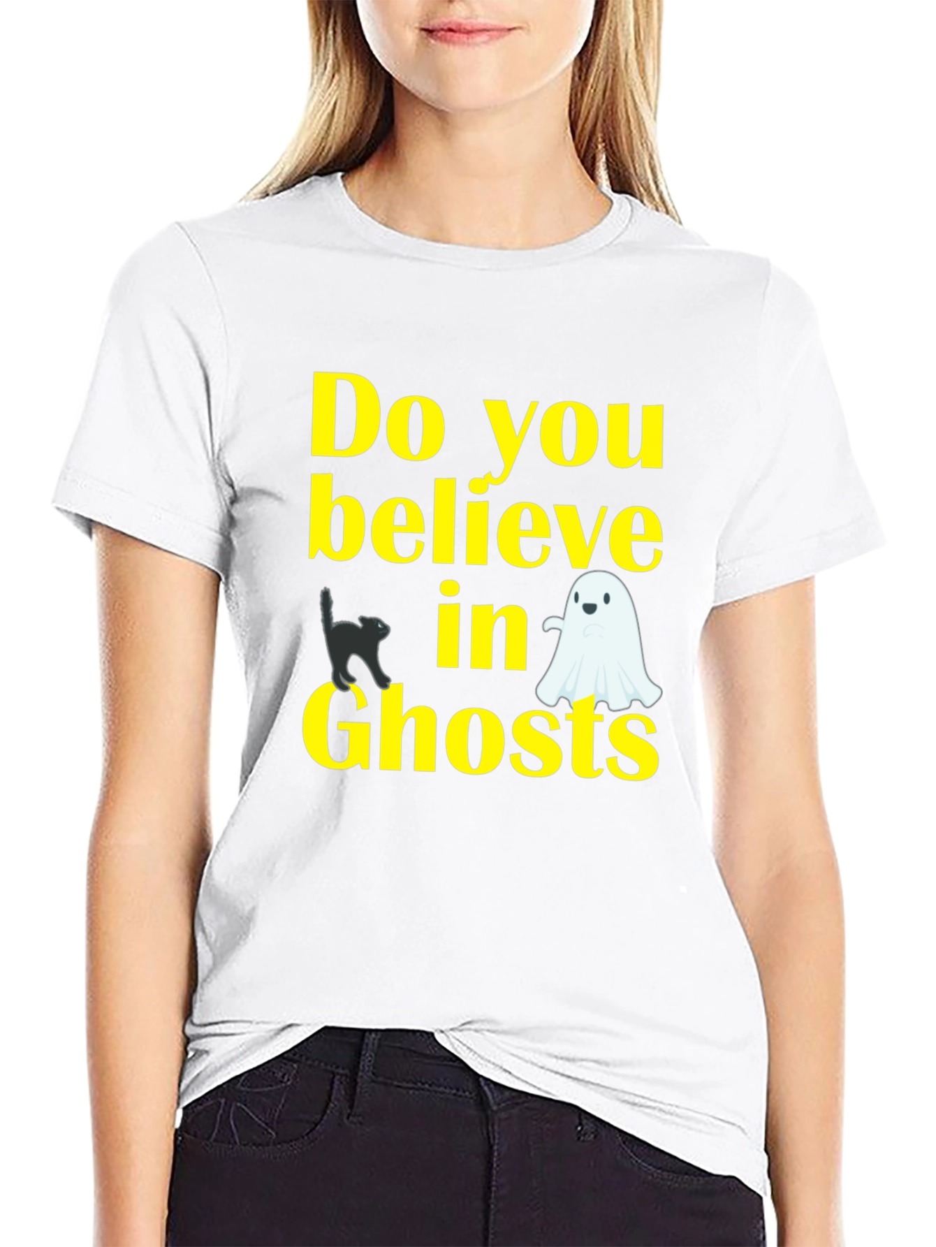 Halloween Ghost Cat Graphic Tee