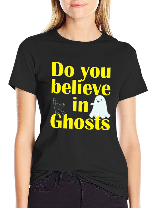 Halloween Ghost Cat Graphic Tee