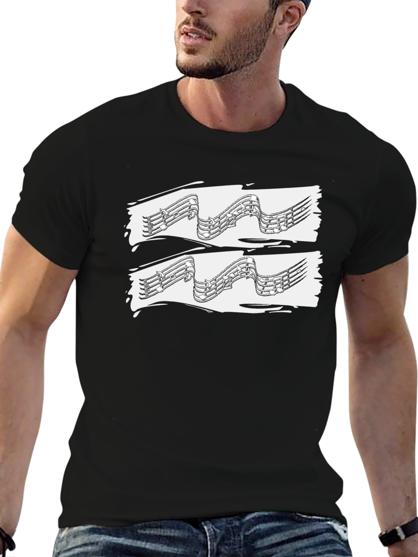 Musical Note Graphic Black Tee