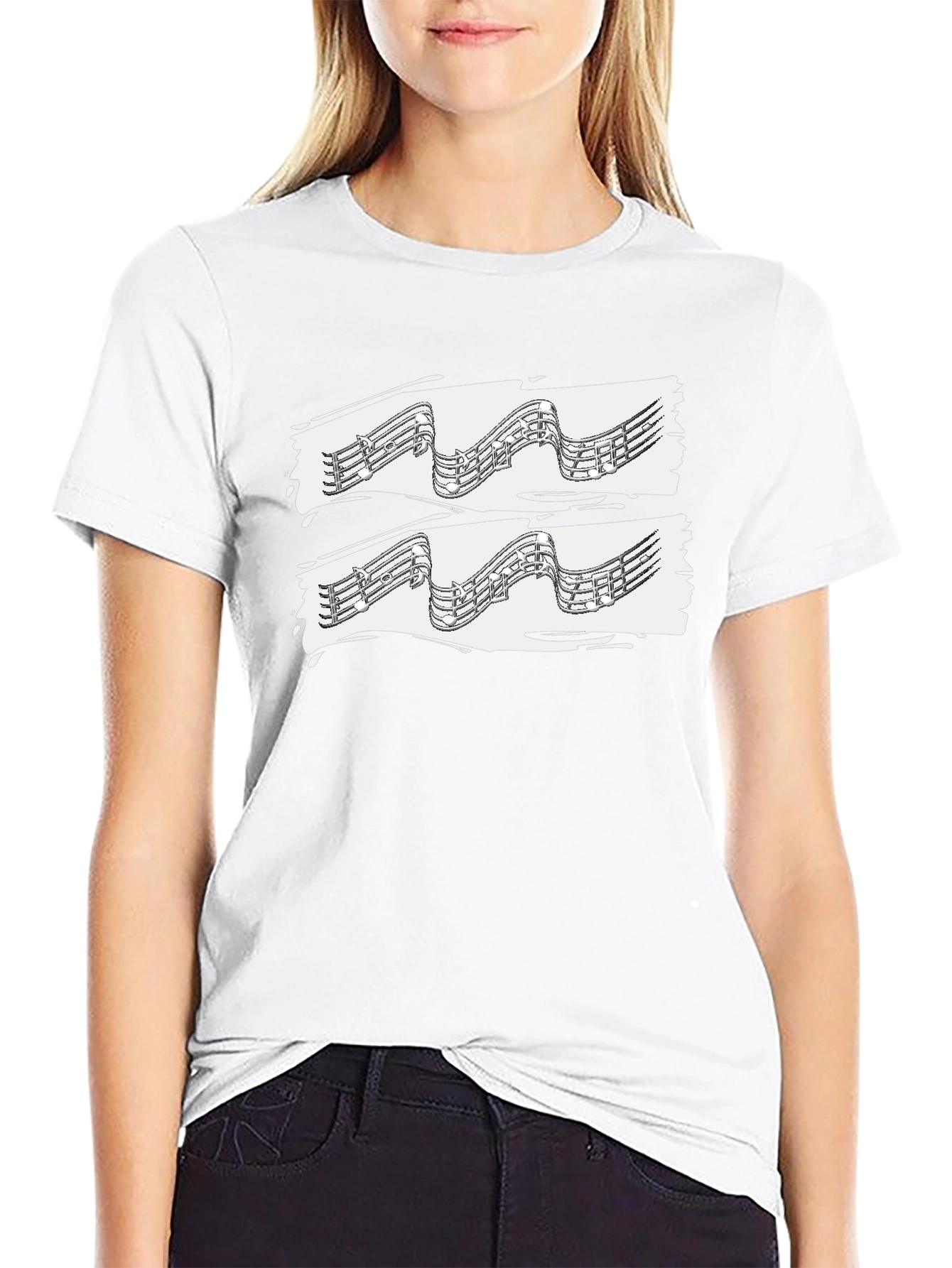 Musical Note Graphic Black Tee
