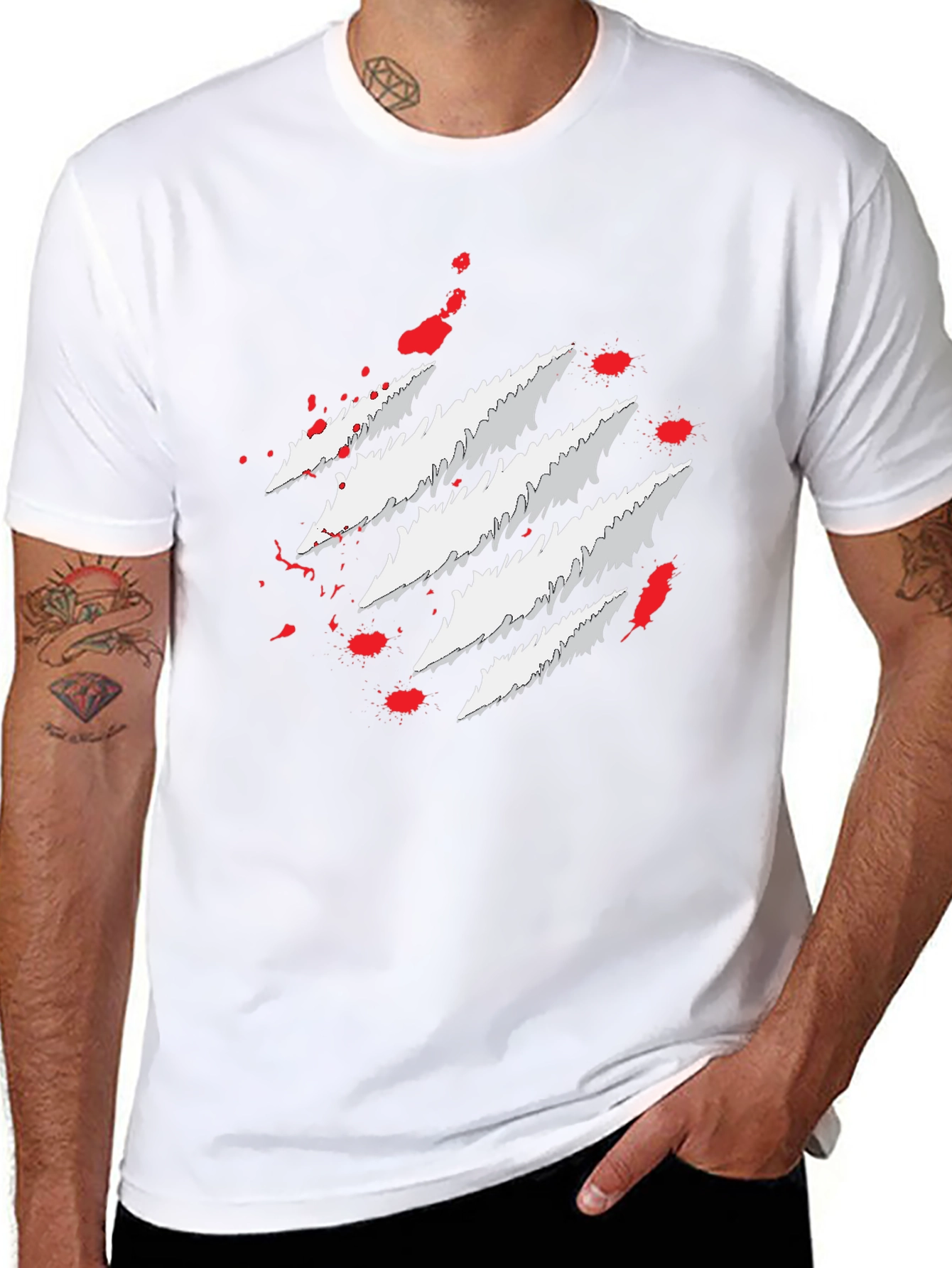Claw Mark Graphic Print Mens T-Shirt