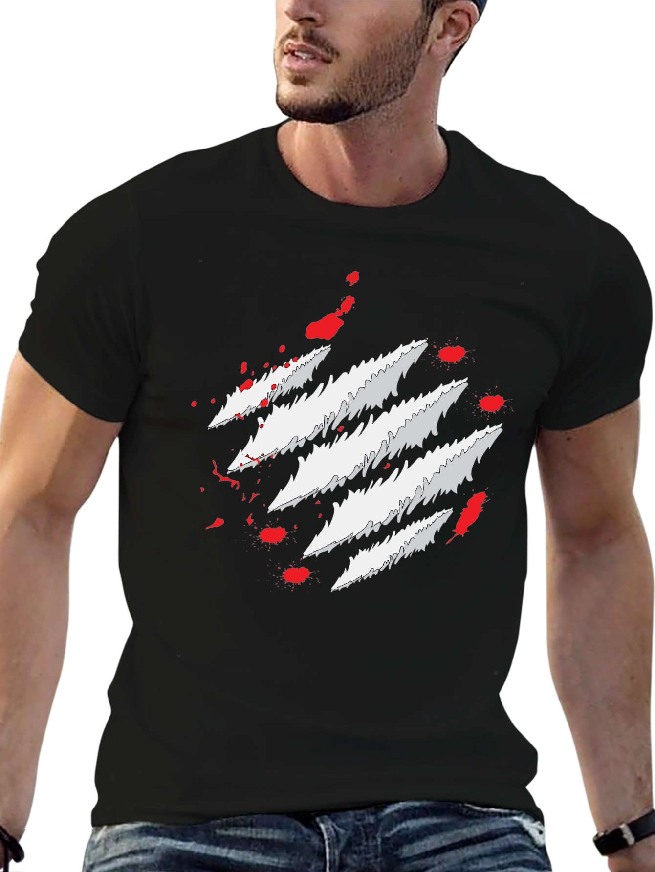Claw Mark Graphic Print Mens T-Shirt