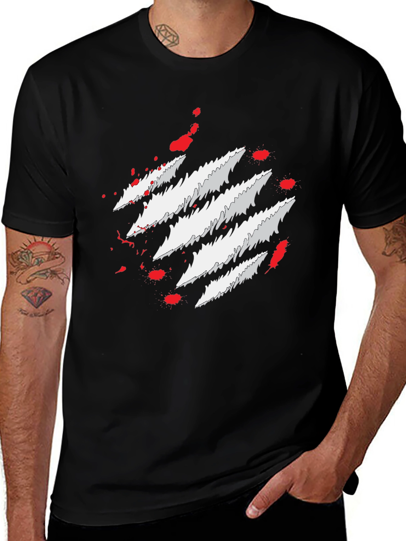 Claw Mark Graphic Print Mens T-Shirt