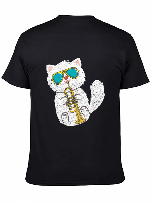 Cool Cat Trumpet Player Graphic T-Shirt