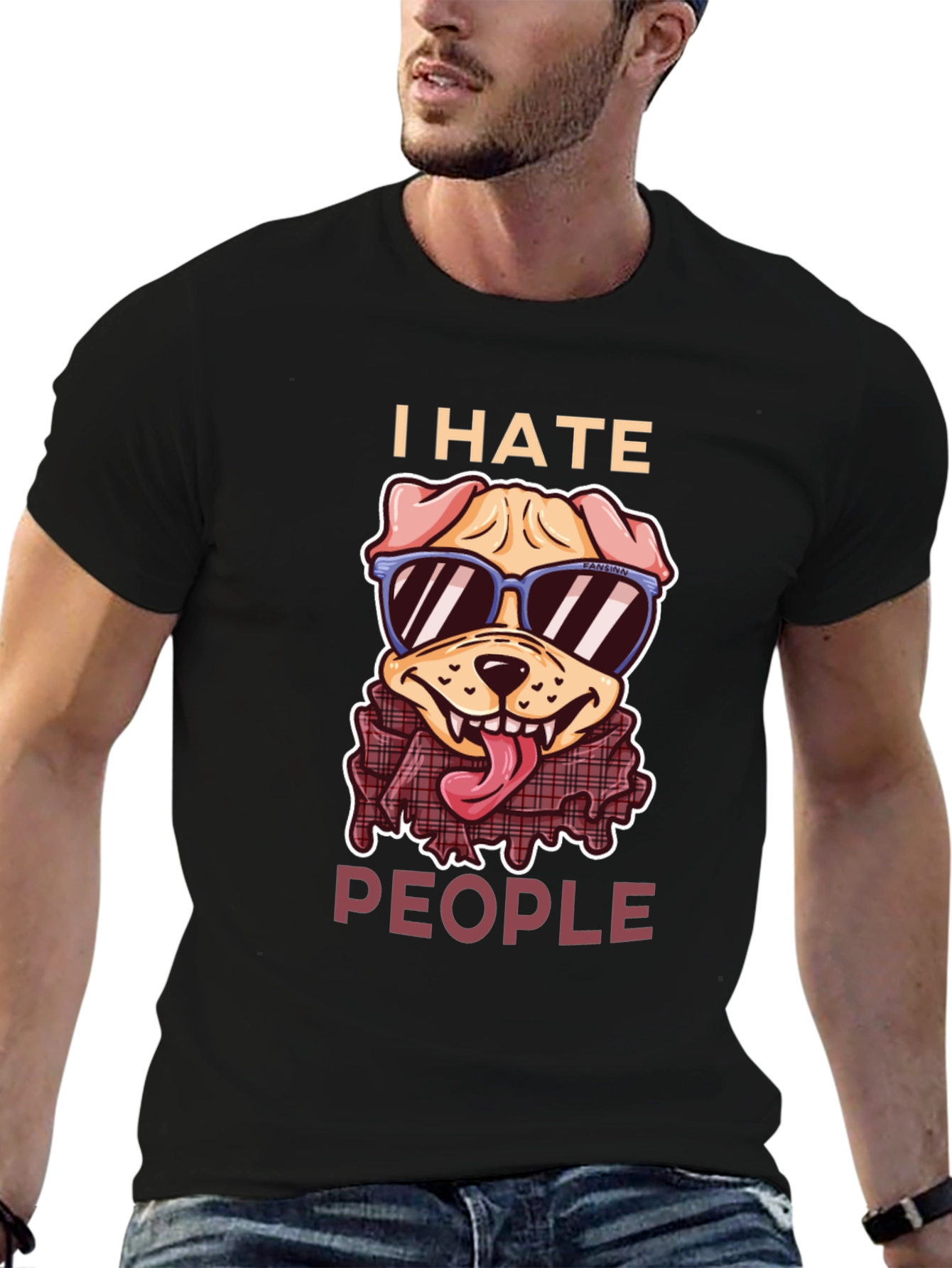 I Hate People Dog Graphic T-Shirt