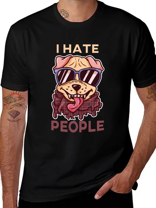 I Hate People Dog Graphic T-Shirt