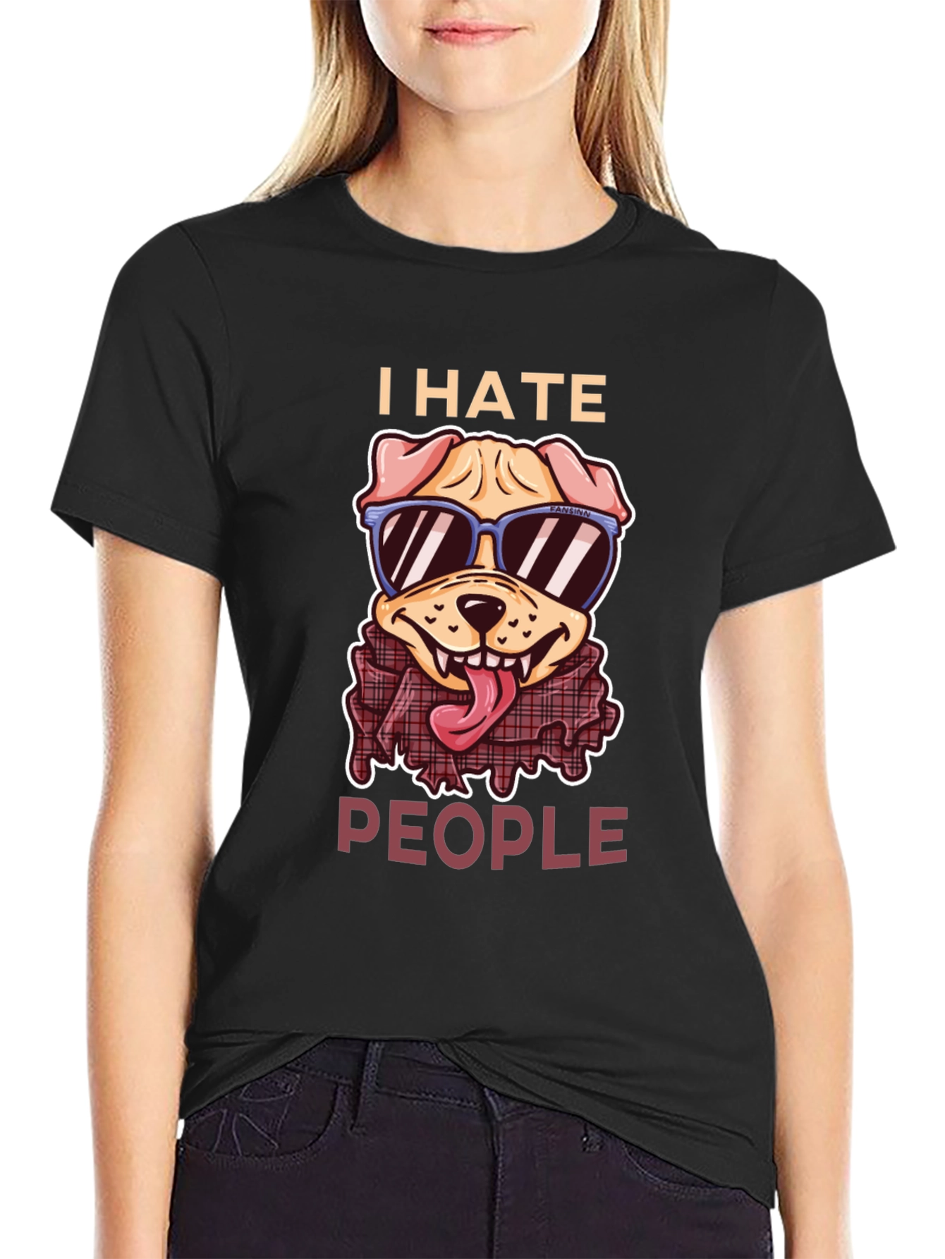 I Hate People Dog Graphic T-Shirt