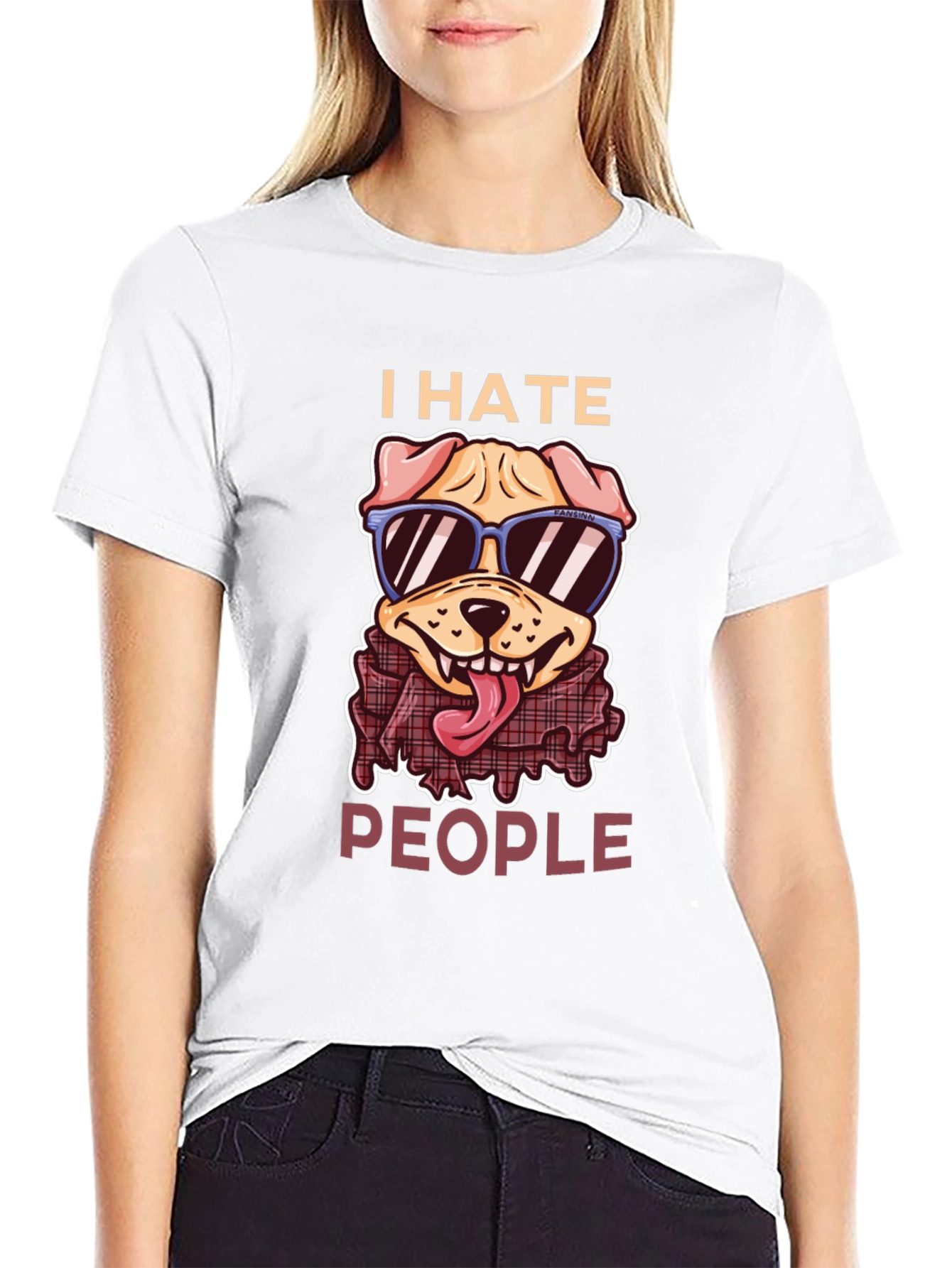 I Hate People Dog Graphic T-Shirt