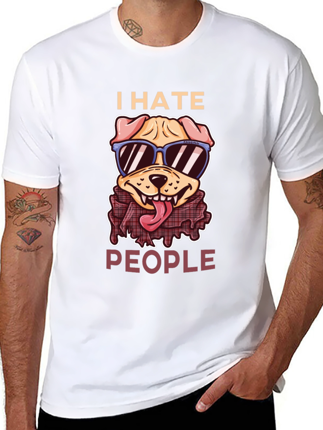 I Hate People Dog Graphic T-Shirt