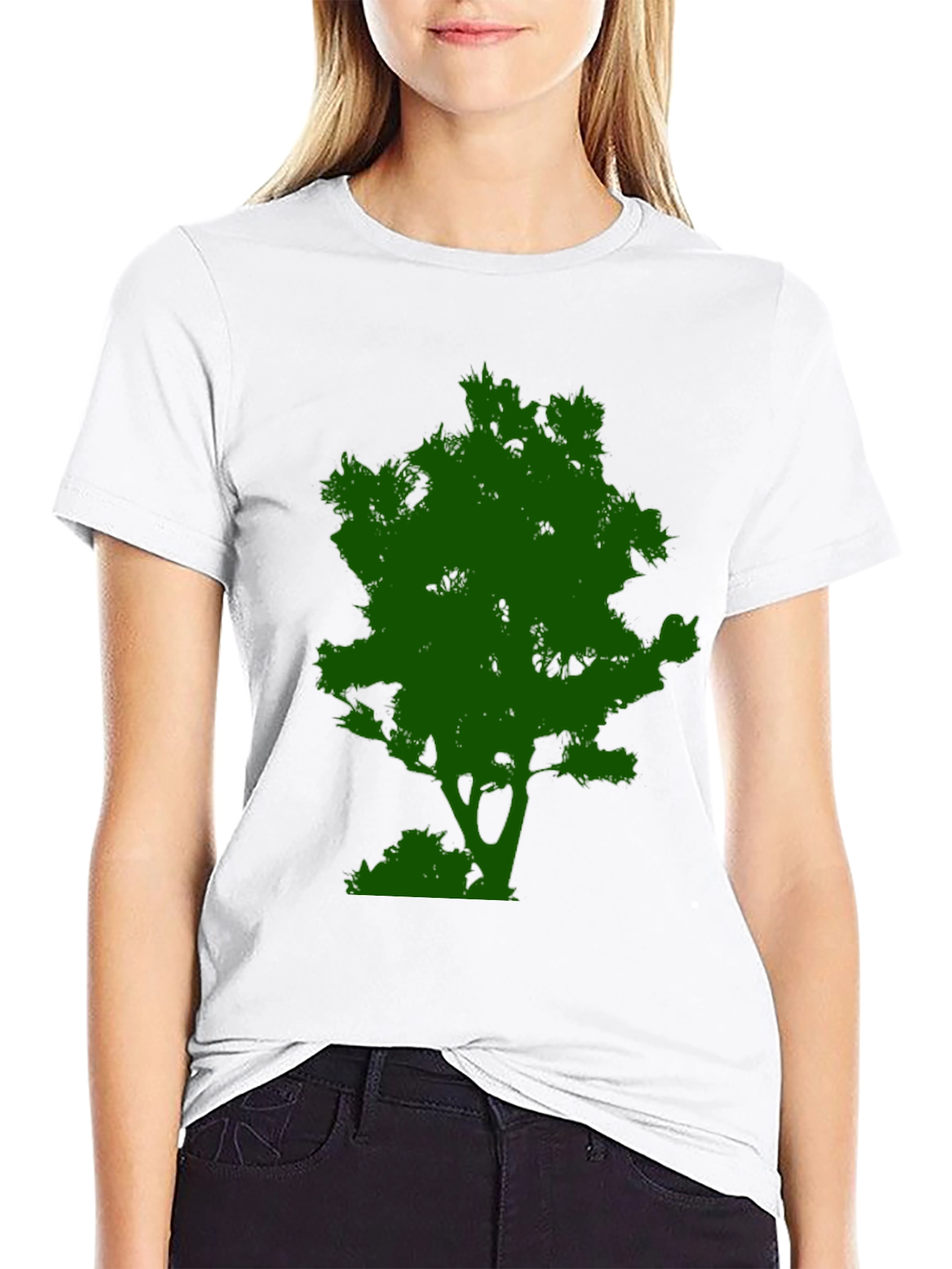 Green Tree Graphic Tee - Black Cotton Casual Shirt