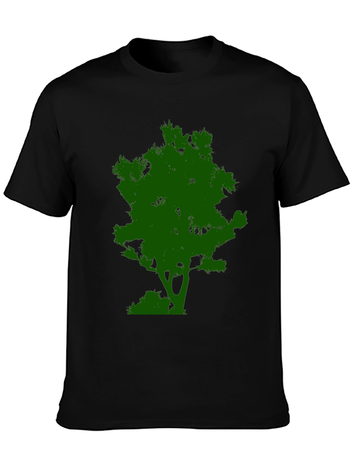 Green Tree Graphic Tee - Black Cotton Casual Shirt