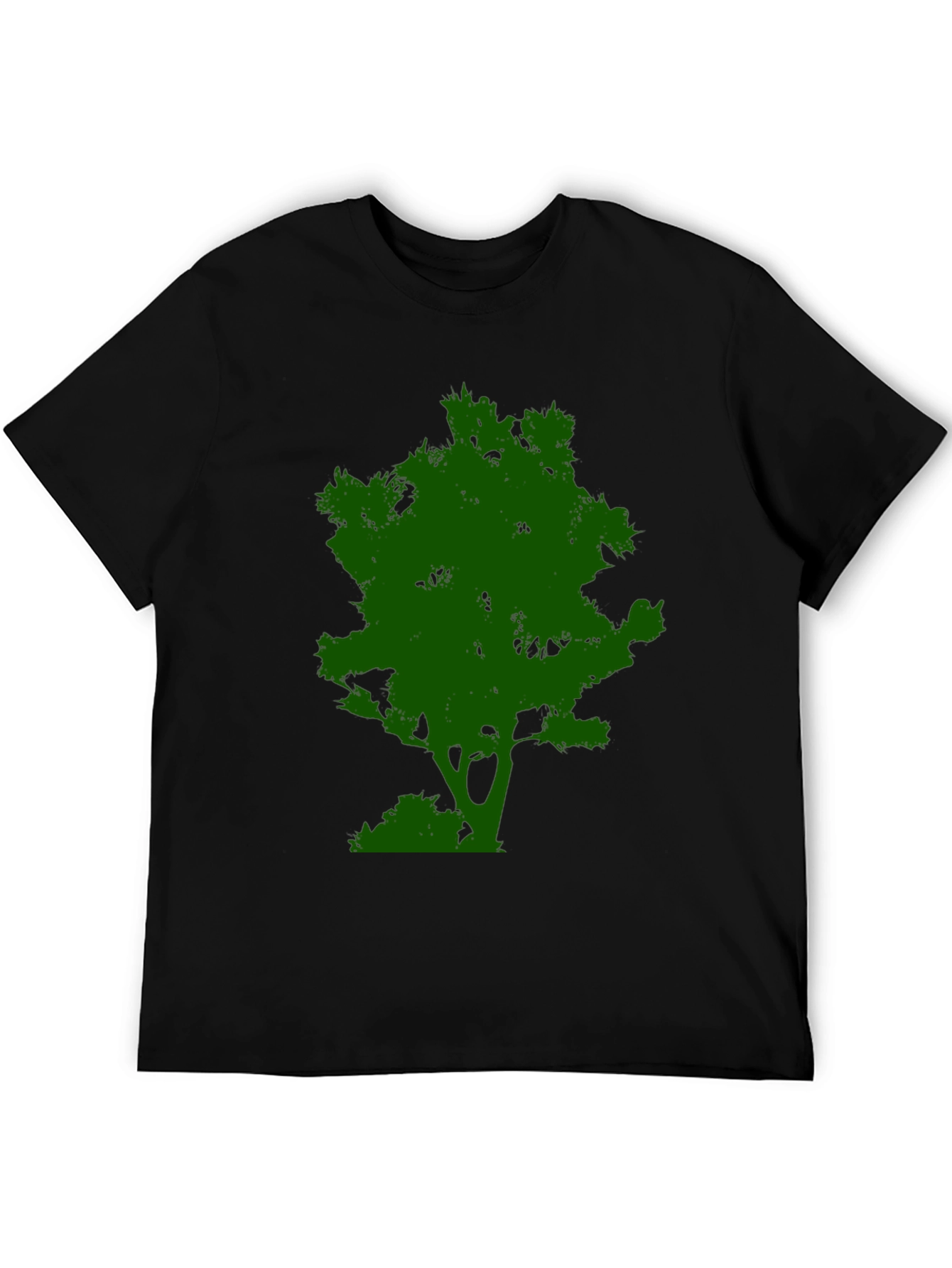 Green Tree Graphic Tee - Black Cotton Casual Shirt