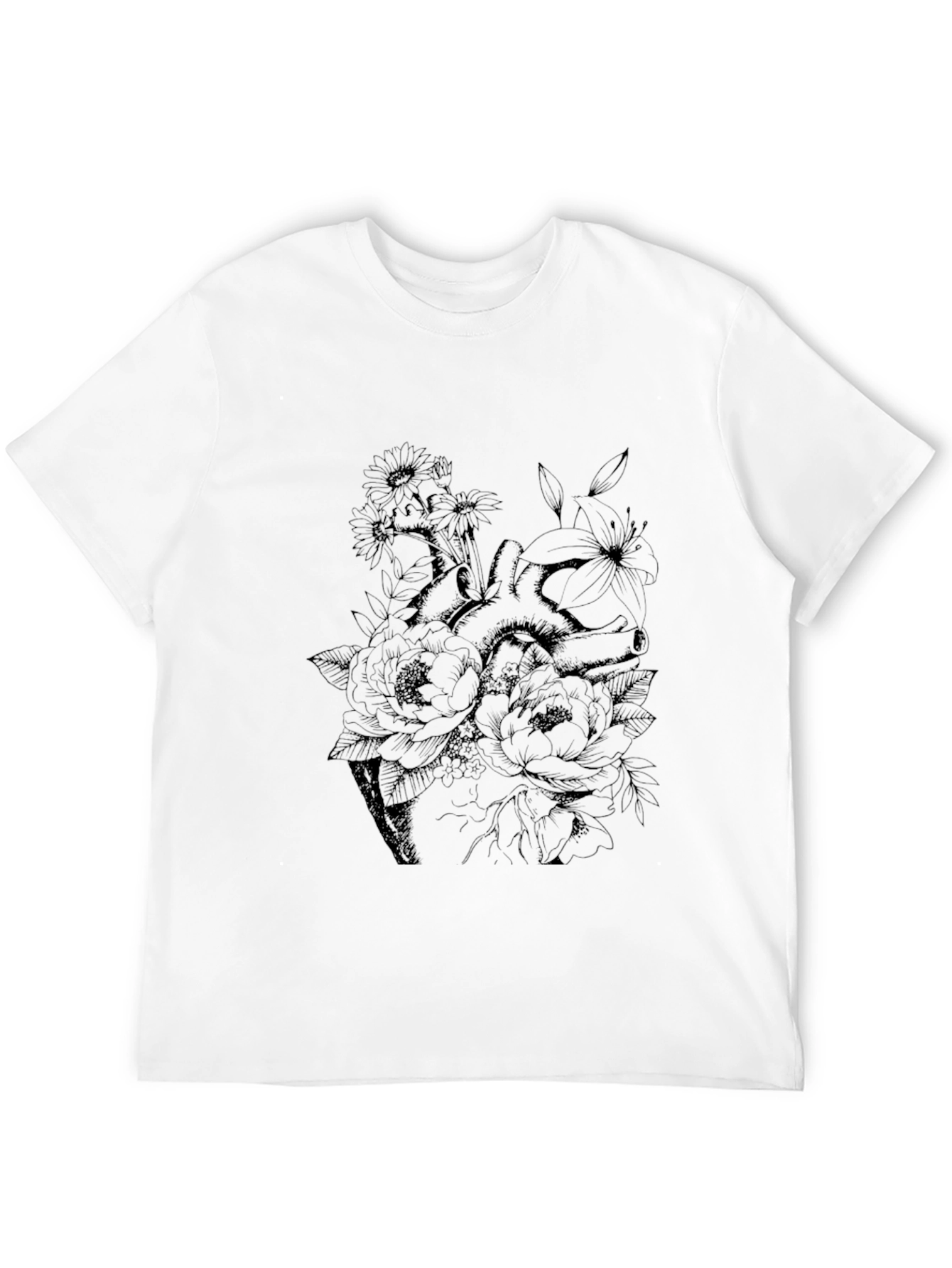 Floral Heart Graphic Tee - Black