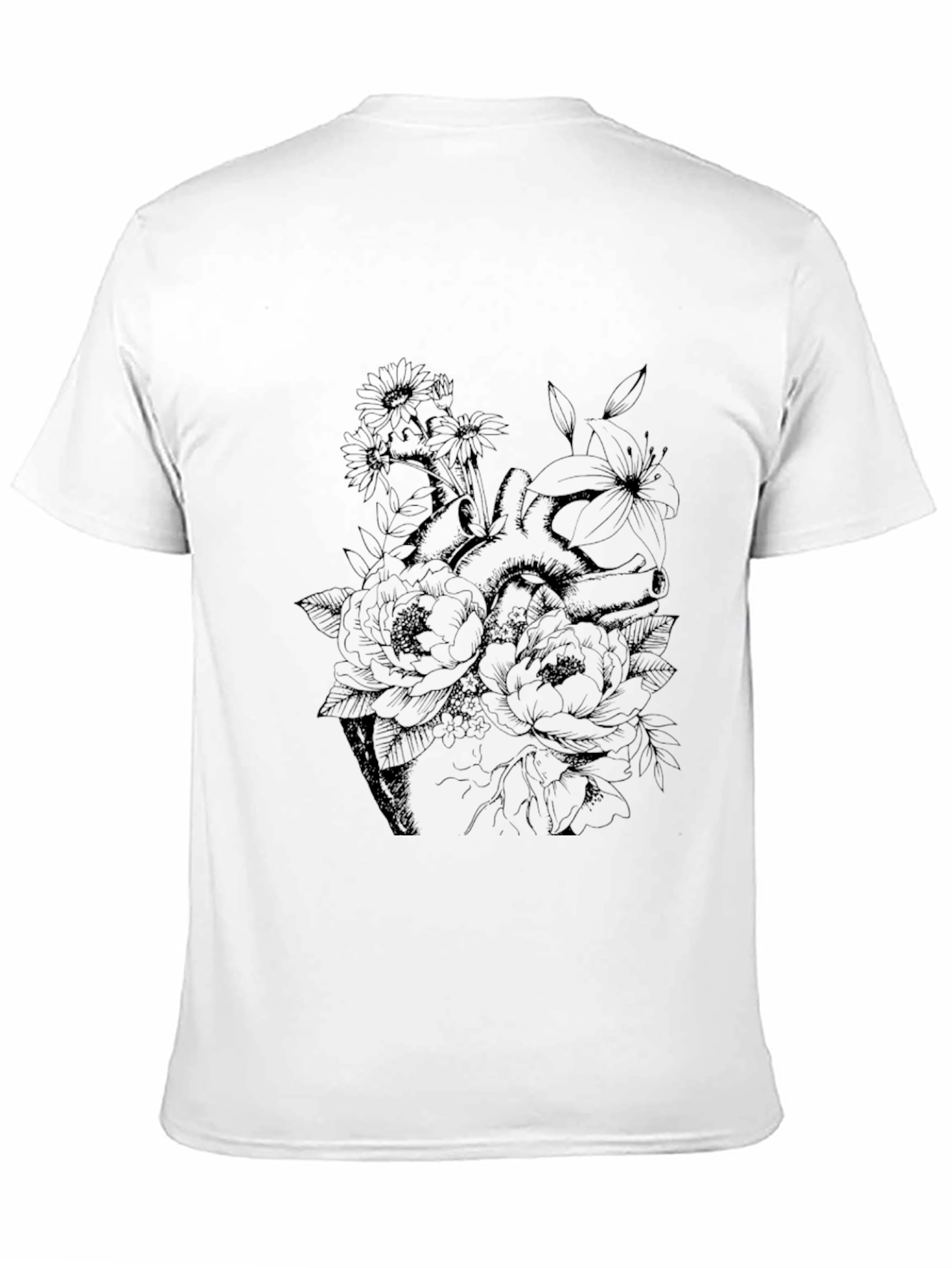 Floral Heart Graphic Tee - Black